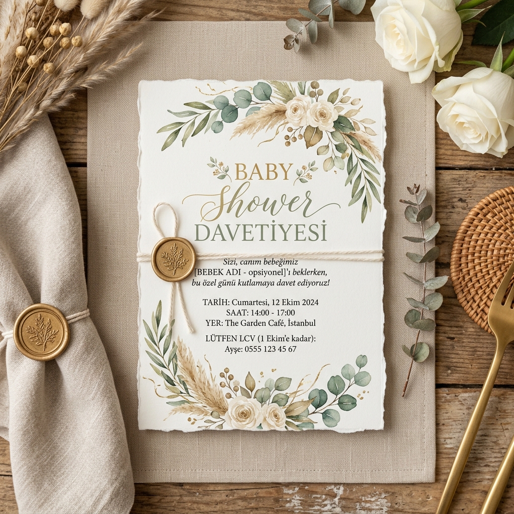 BabyShower Davetiyesi - Klasik Motifli (Model 216)