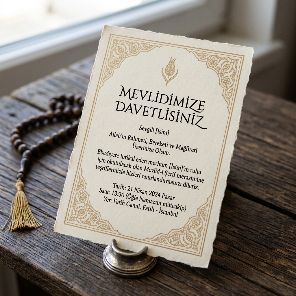 Mevlid Davetiyesi - Premium Yaldızlı (Model 998)
