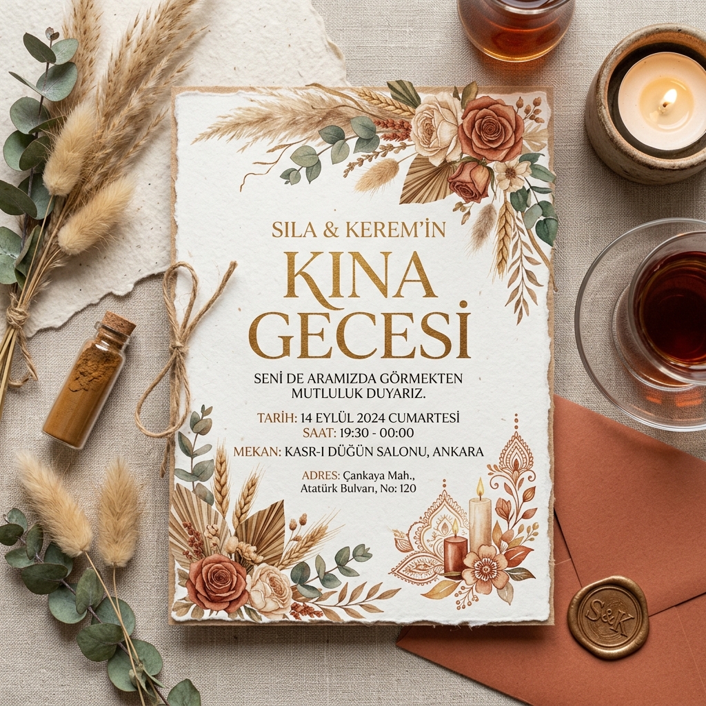 Kına Davetiyesi - Klasik Motifli (Model 847)