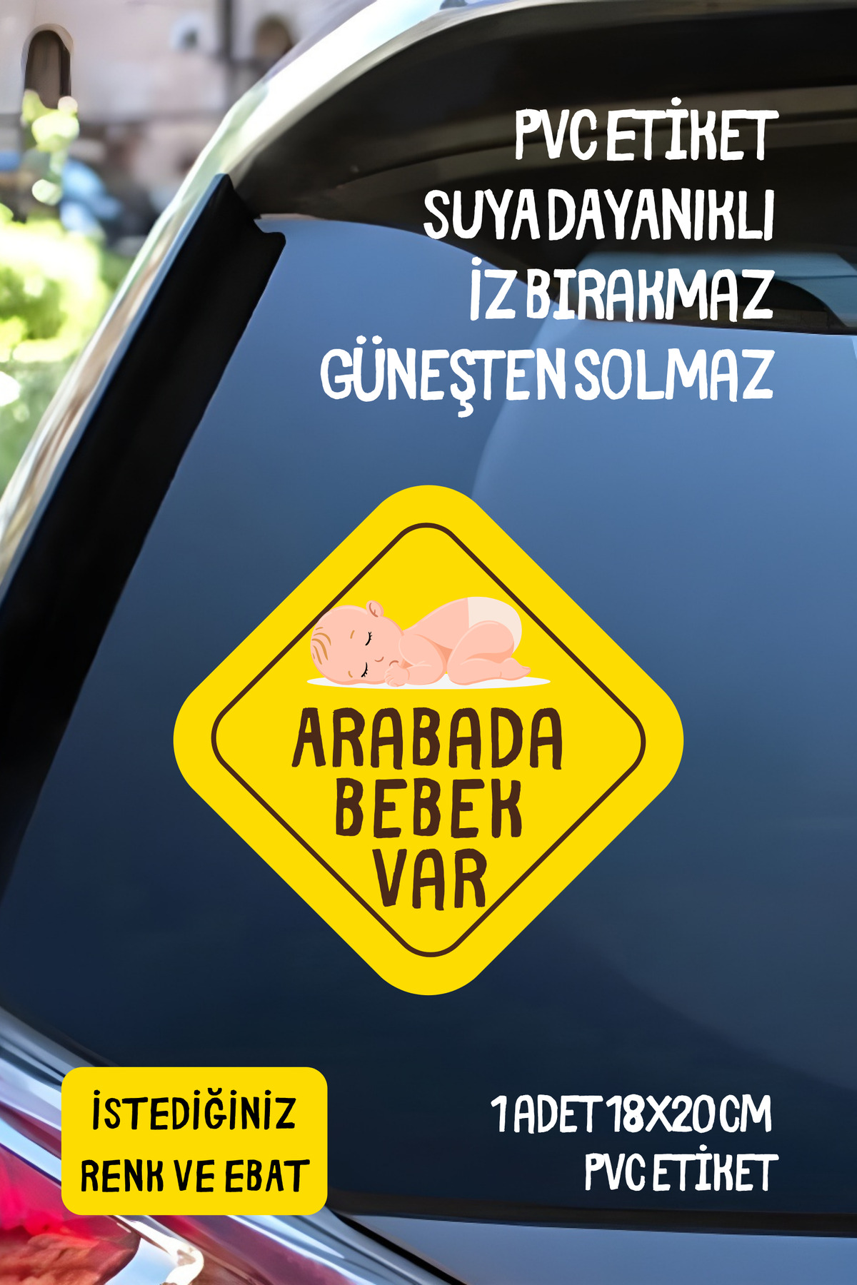 Arabada Bebek Var Araba Motosiklet Cam Etiket Sticker Erkek