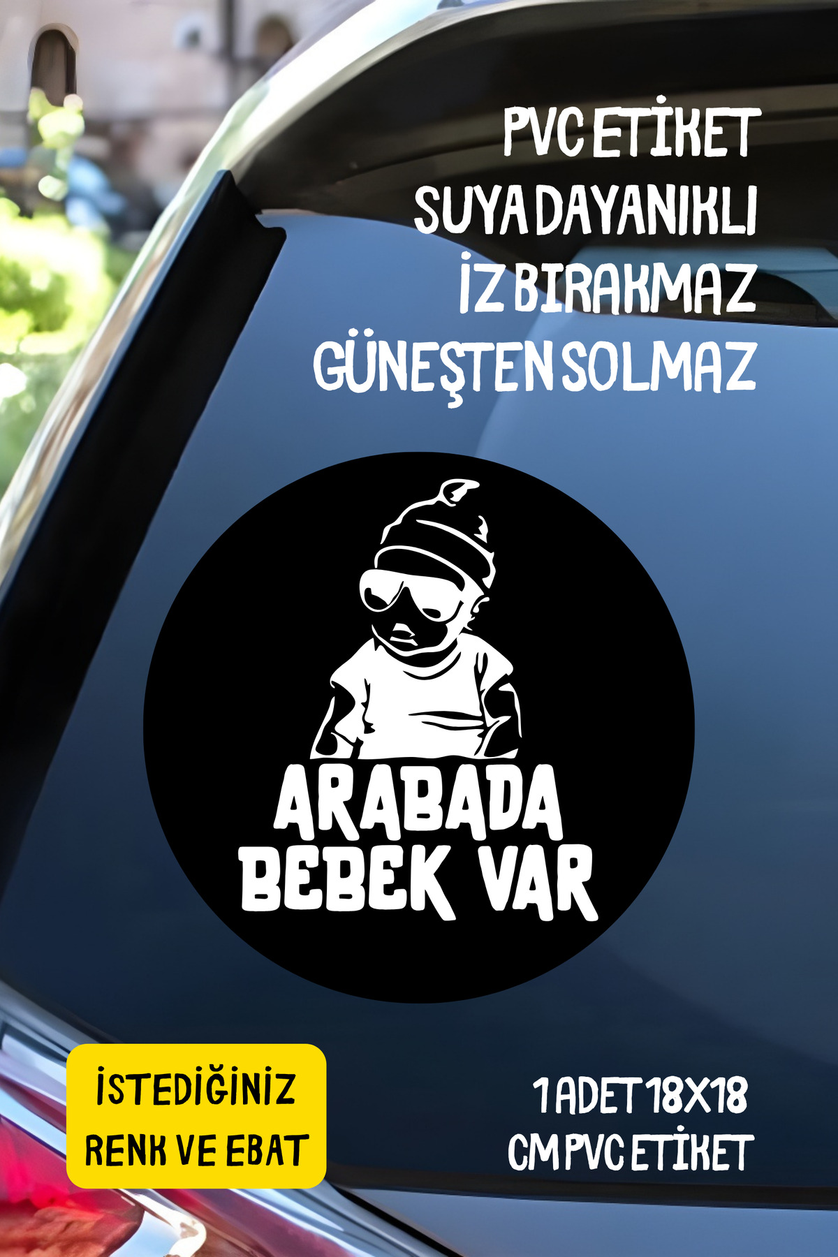 Arabada Bebek Var Araba Motosiklet Cam Etiket Sticker Erkek