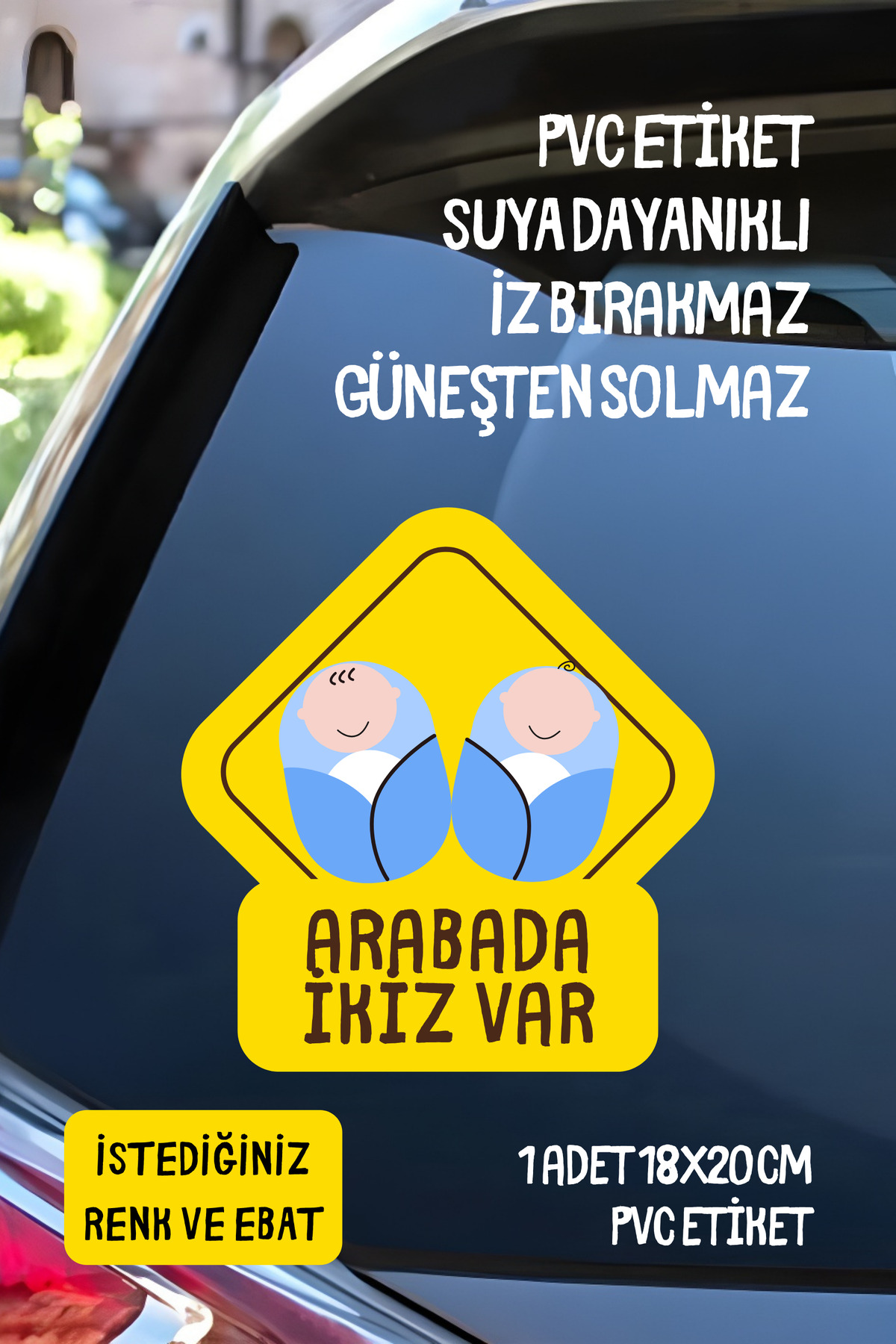 Arabada Ikiz Bebek Var Araba Motosiklet Cam Etiket Sticker Erkek