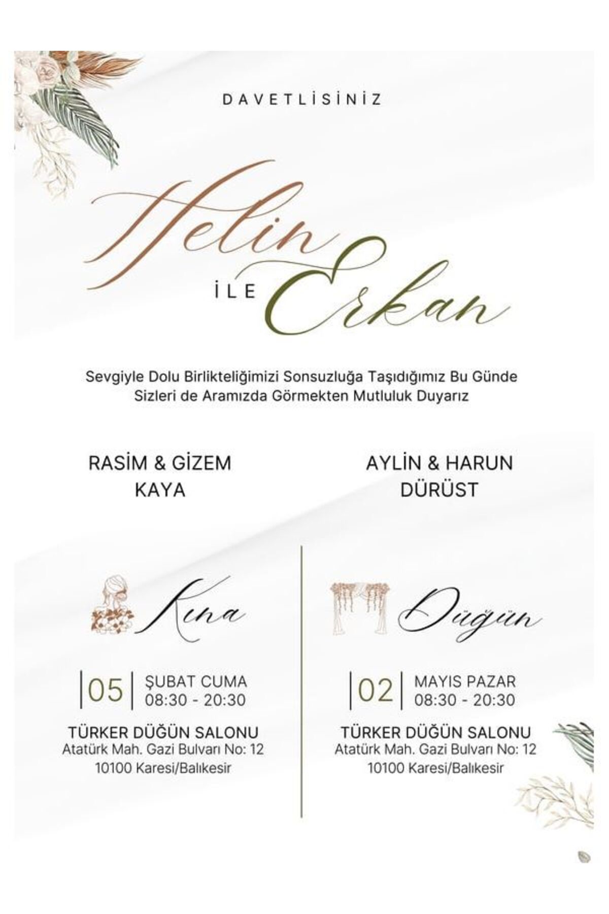 Kreatif Düğün Davetiyesi - Model 578