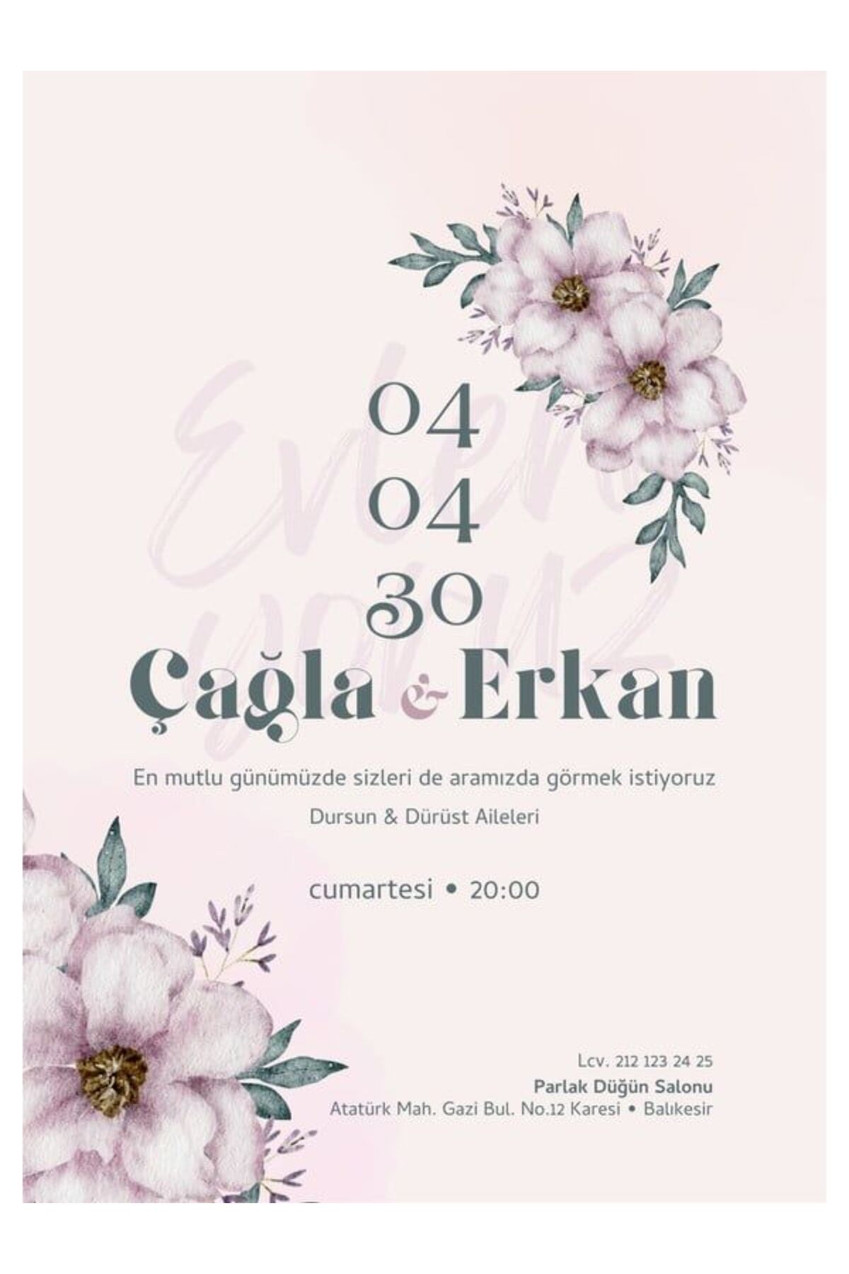 Estetik Düğün Davetiyesi - Model 73