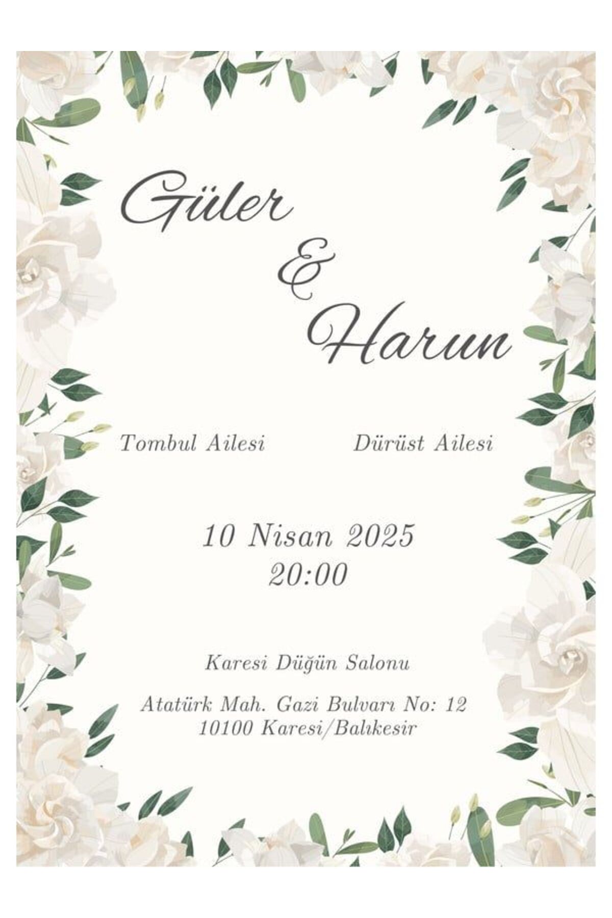 Premium Düğün Davetiyesi - Model 124