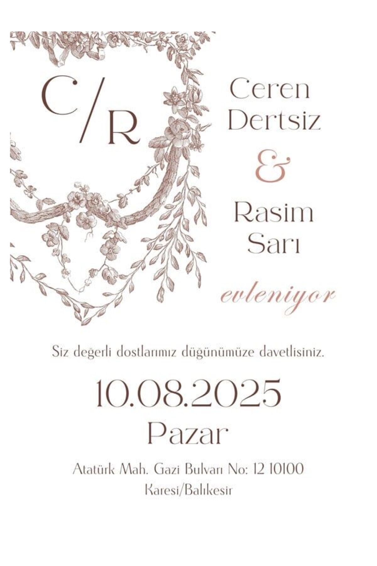 Şık Düğün Davetiyesi - Model 510