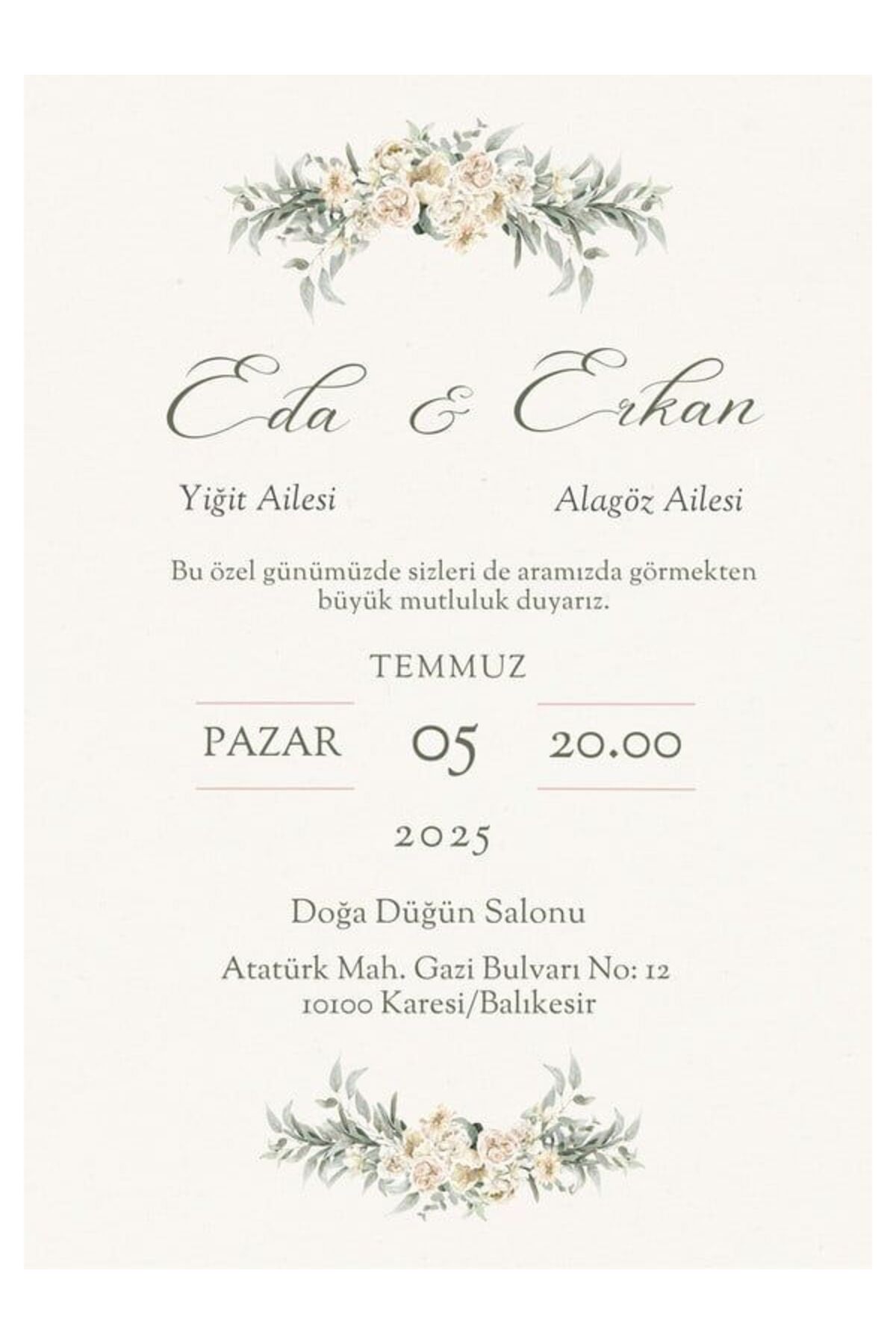 Şık Düğün Davetiyesi - Model 195