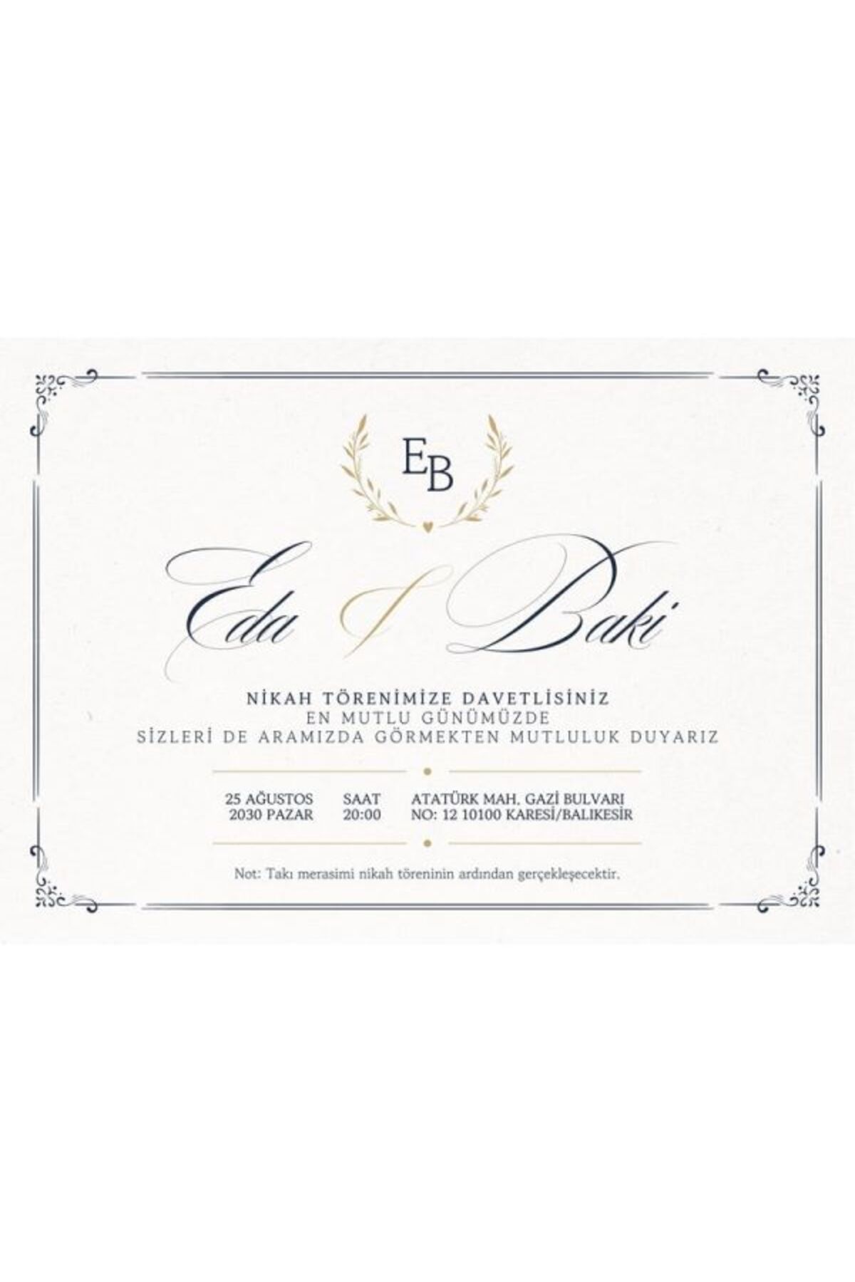 Premium Düğün Davetiyesi - Model 409