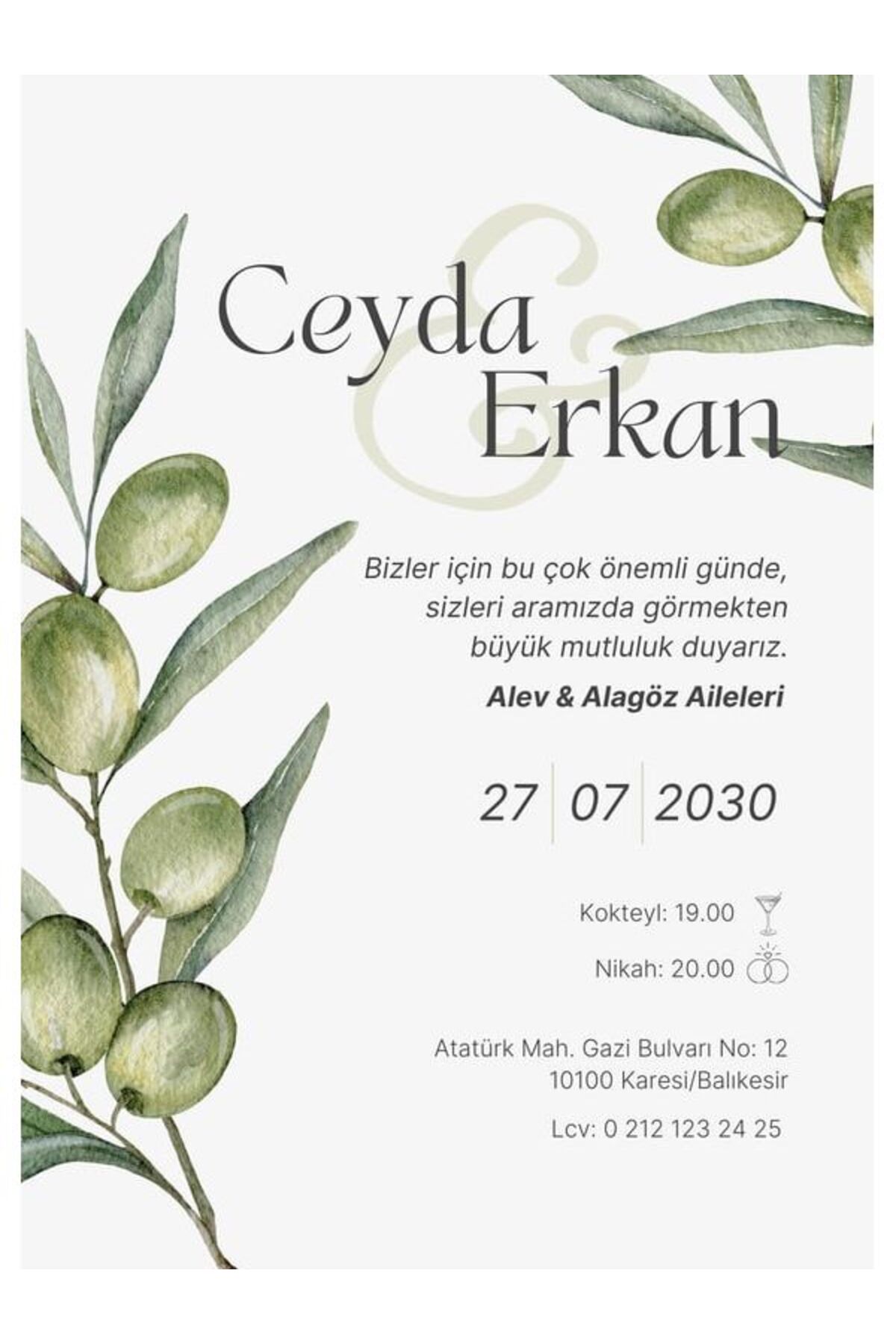 Estetik Düğün Davetiyesi - Model 433