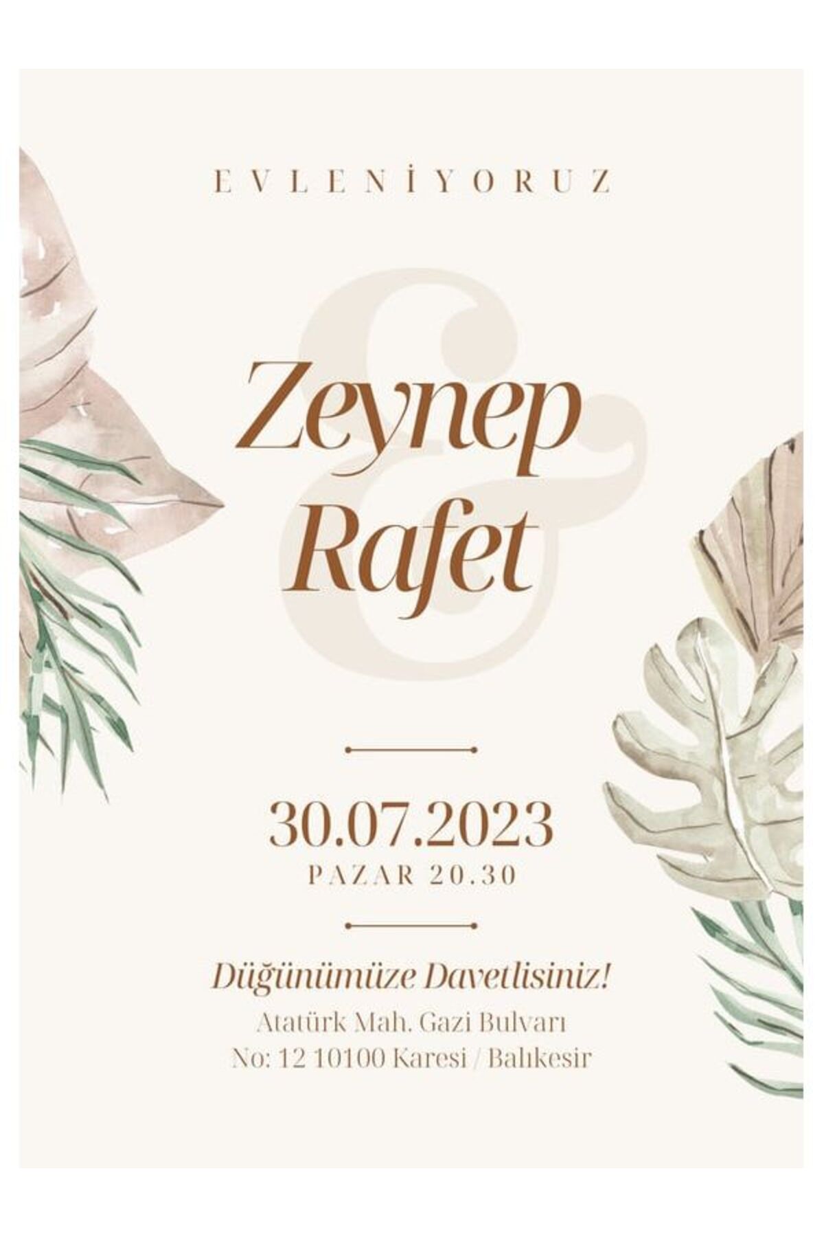 Özel Tasarım Düğün Davetiyesi - Model 384