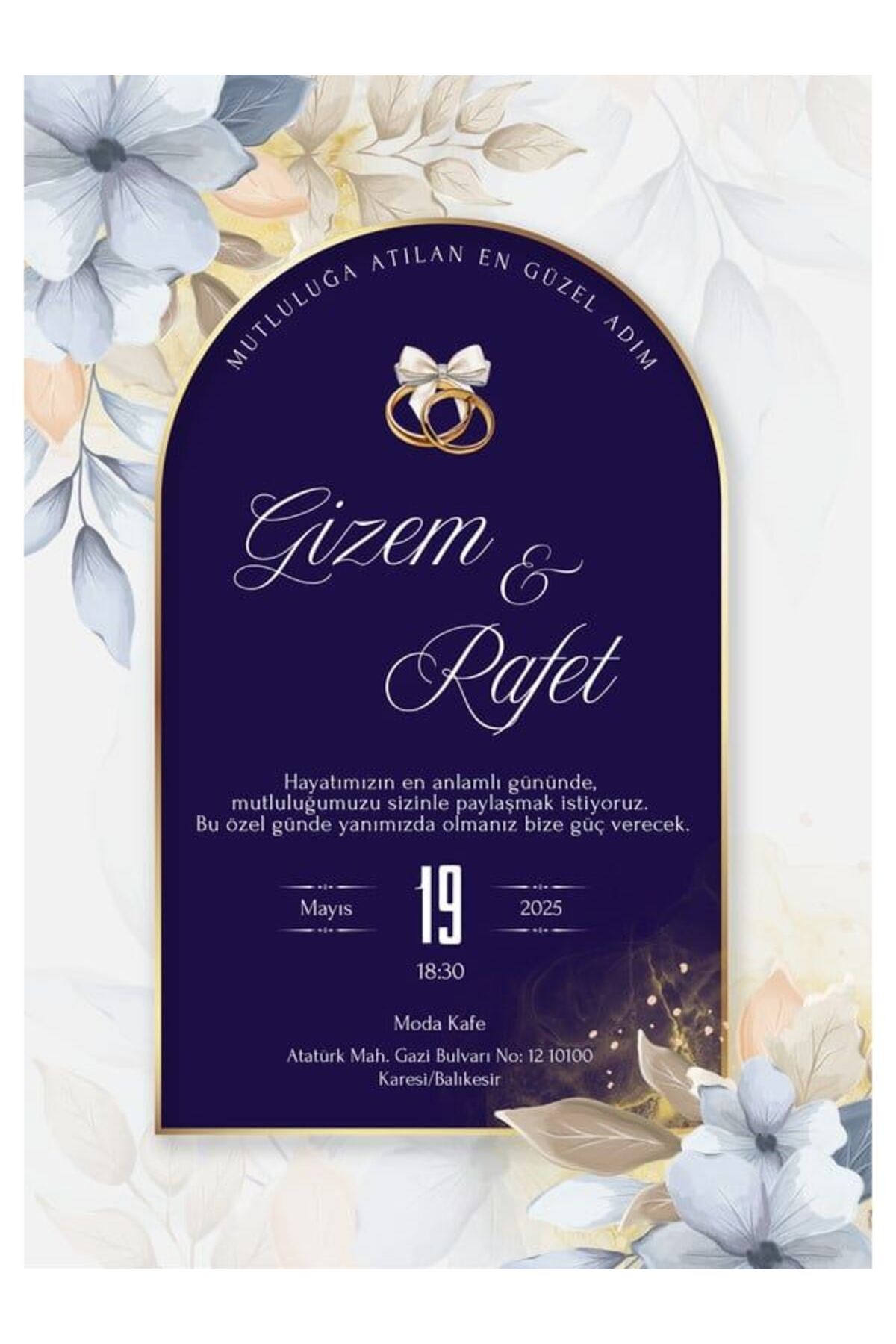Minimalist Düğün Davetiyesi - Model 431