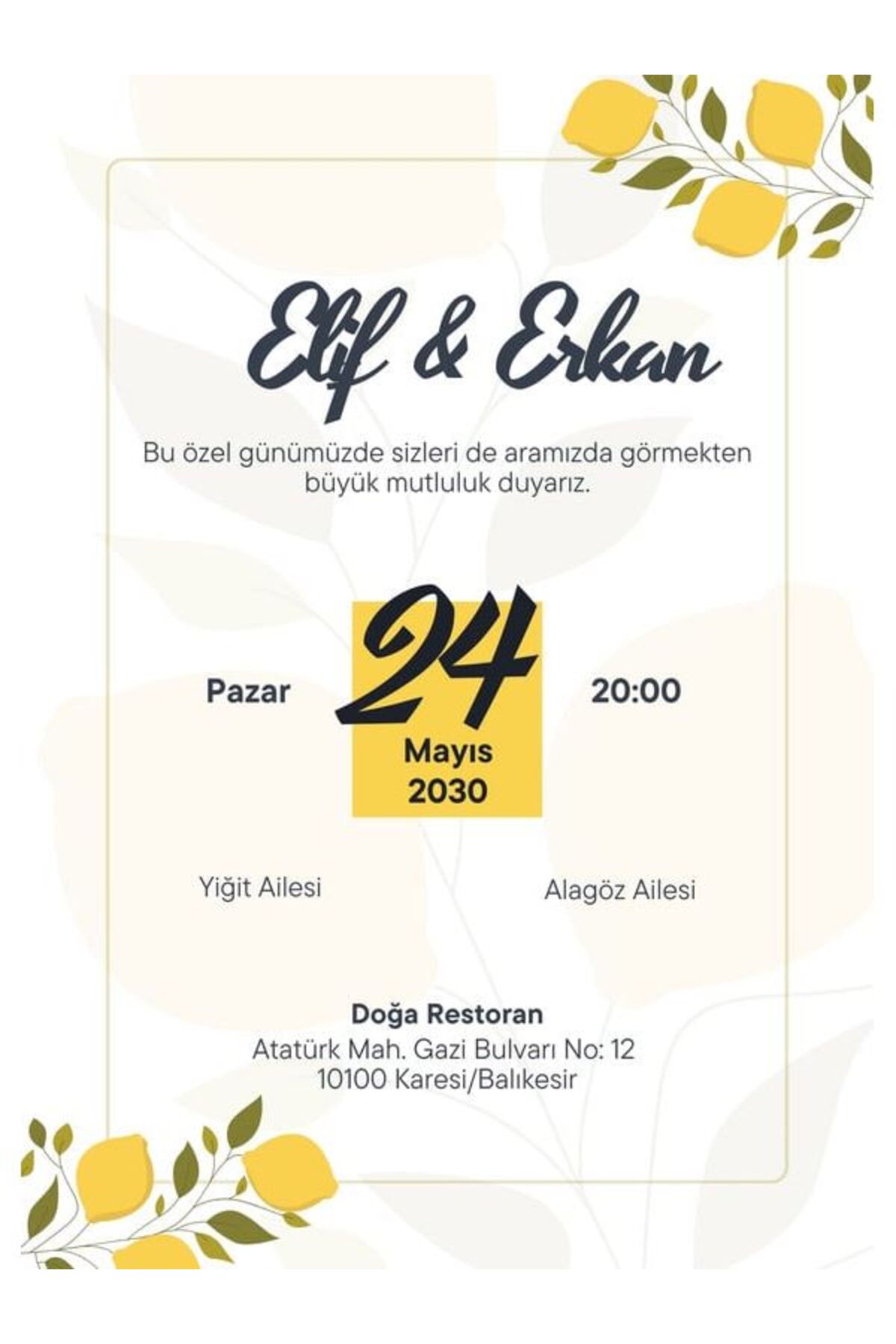 Elegans Düğün Davetiyesi - Model 530