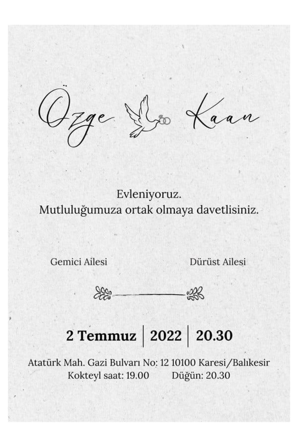 Zarif Düğün Davetiyesi - Model 451