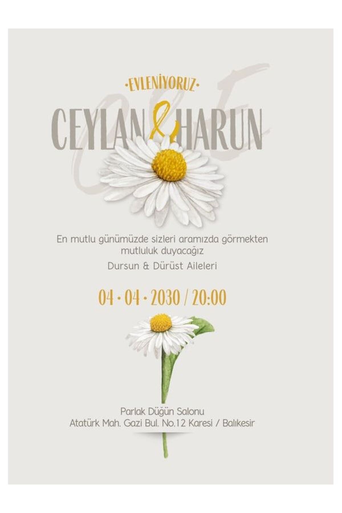 Estetik Düğün Davetiyesi - Model 613
