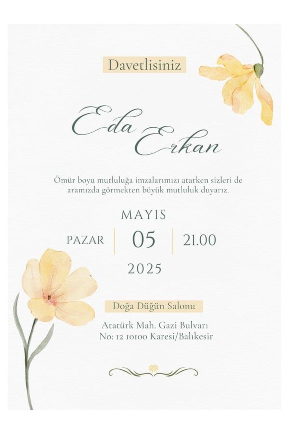 Klasik Düğün Davetiyesi - Model 456