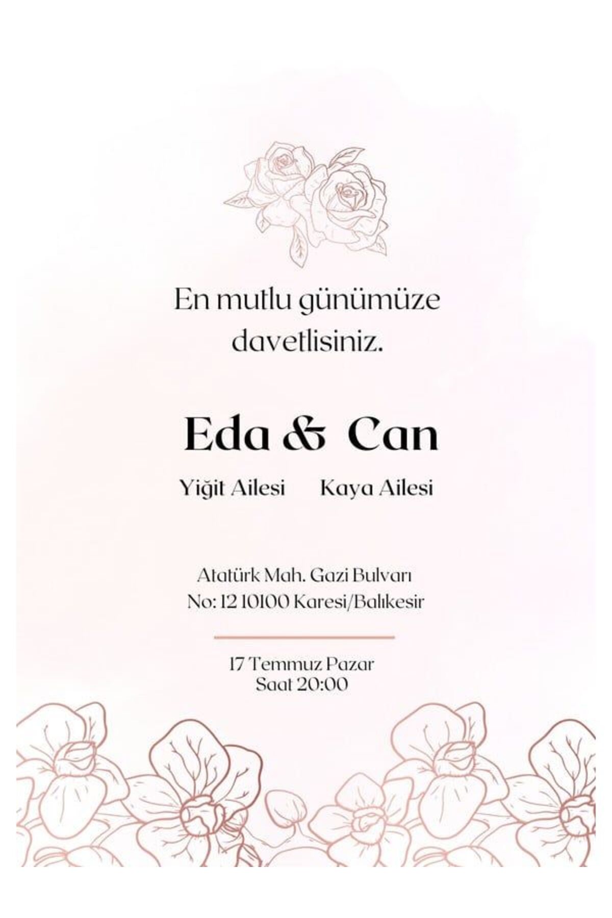 Estetik Düğün Davetiyesi - Model 598
