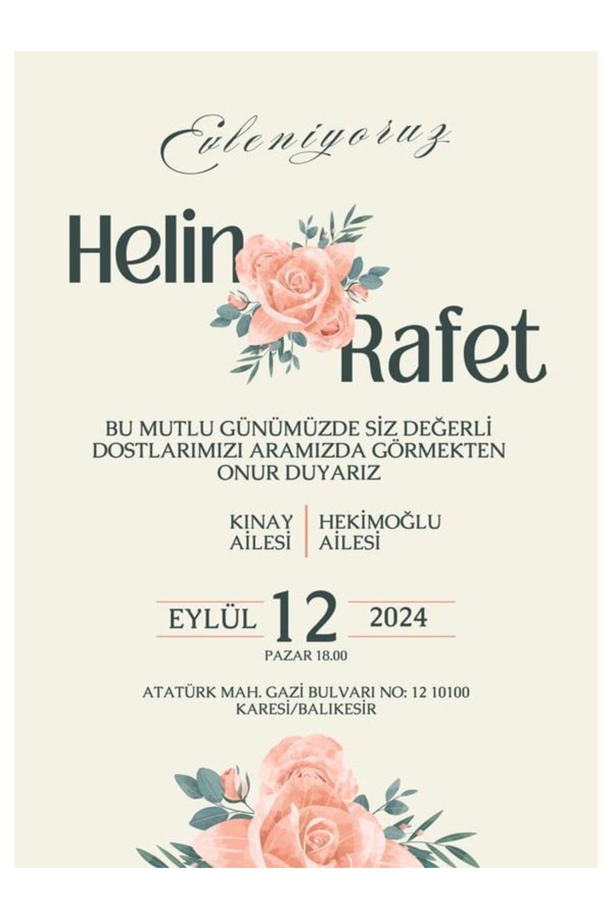 Özel Tasarım Düğün Davetiyesi - Model 654