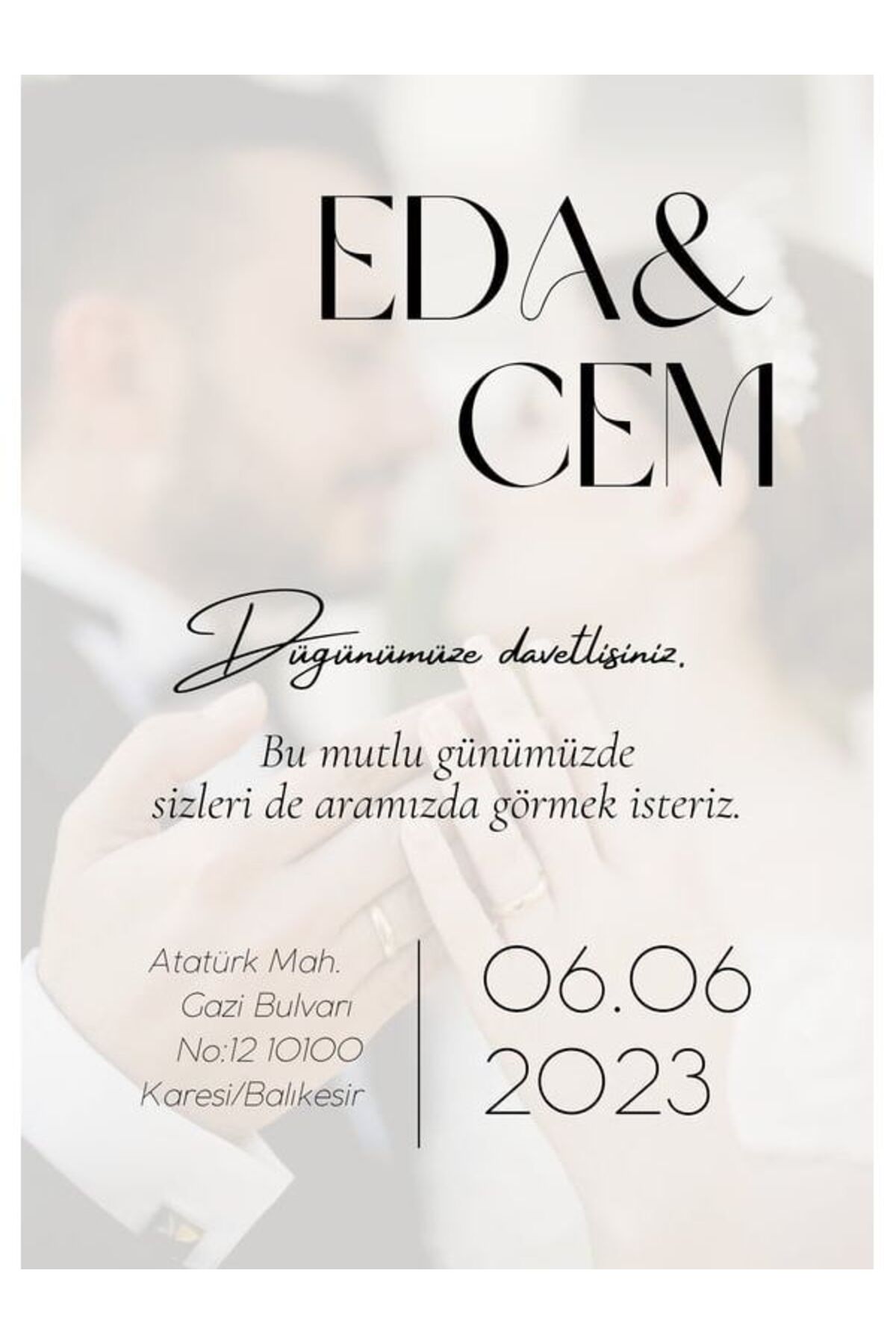 Kreatif Düğün Davetiyesi - Model 638