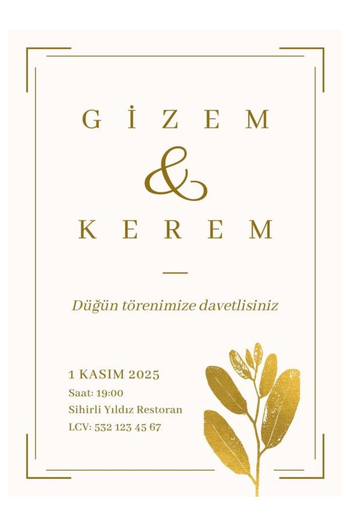 Şık Düğün Davetiyesi - Model 165