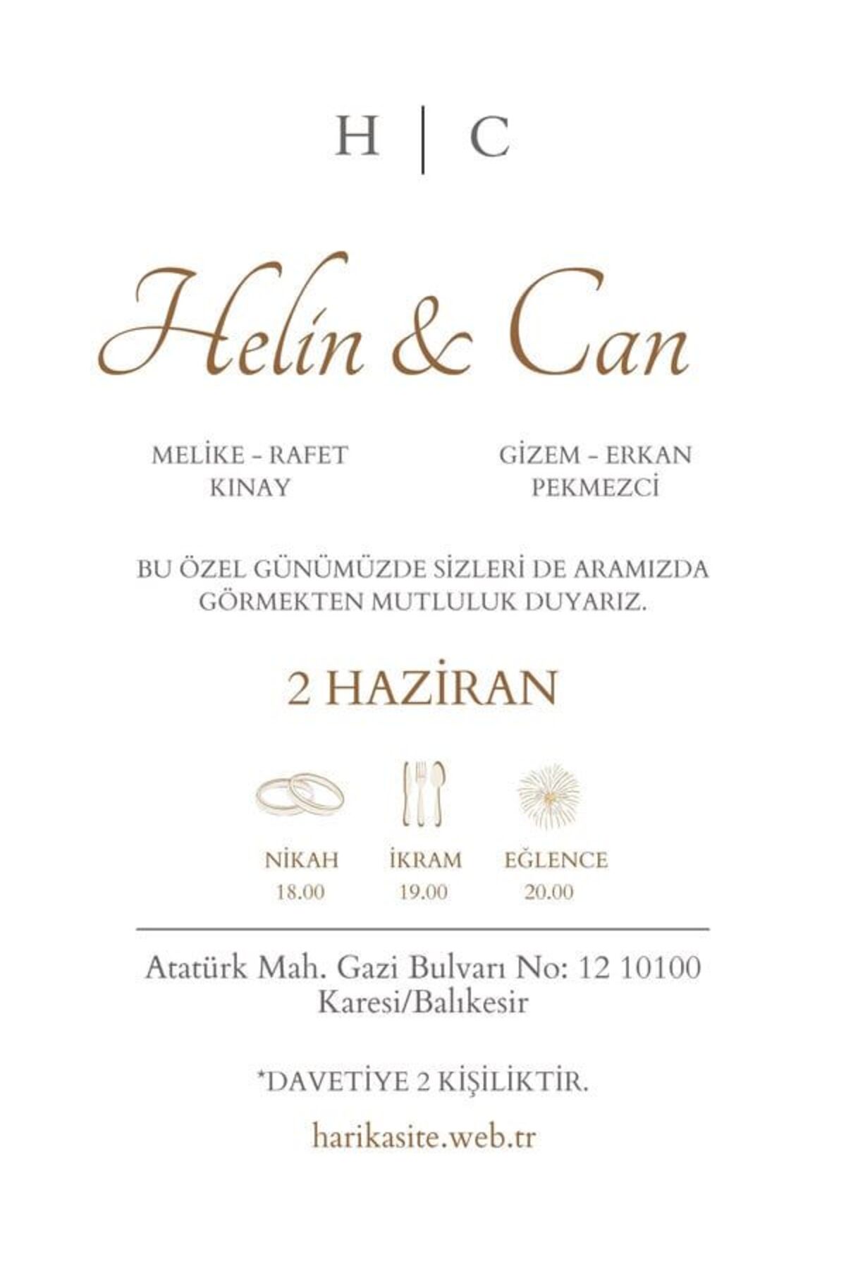 Zarif Düğün Davetiyesi - Model 406