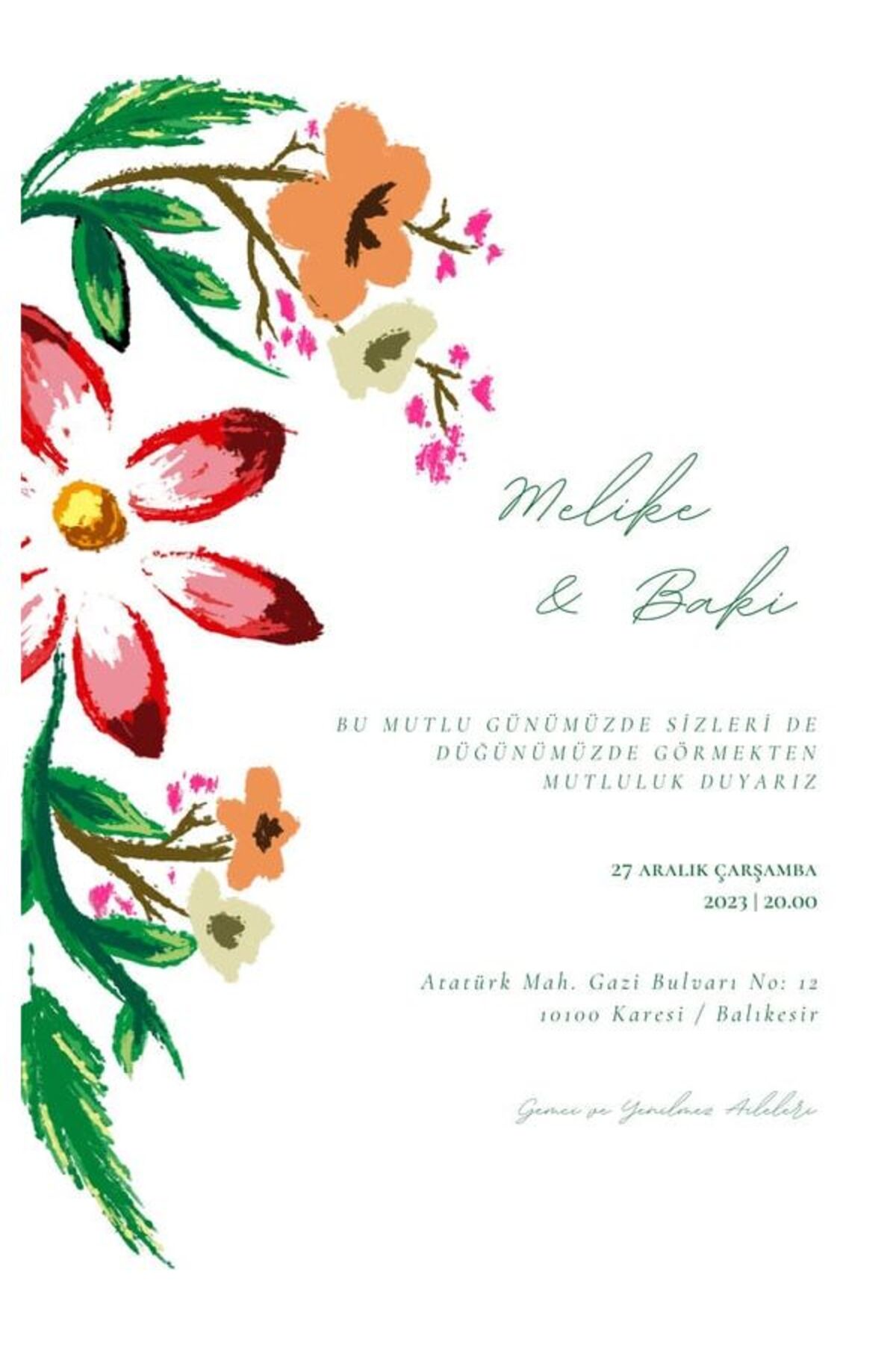 Minimalist Düğün Davetiyesi - Model 551
