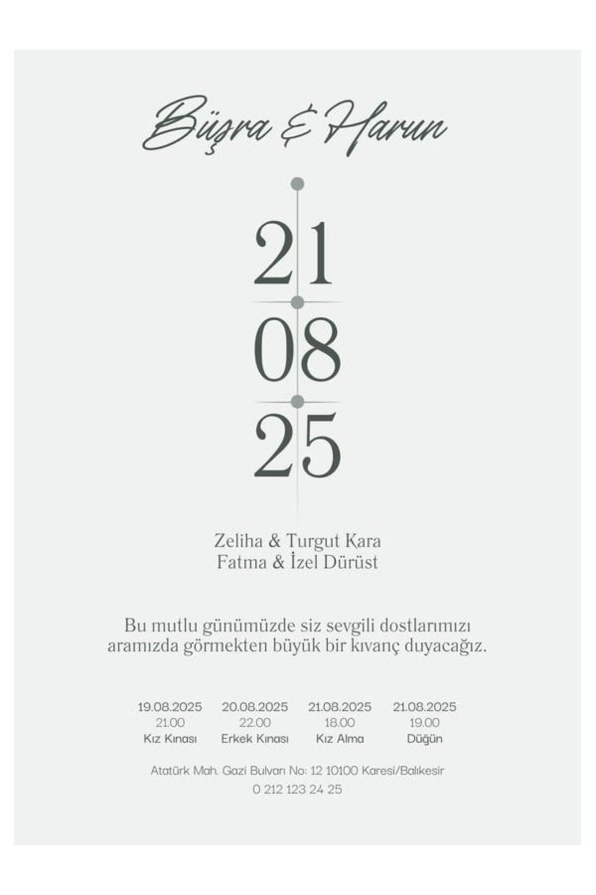 Estetik Düğün Davetiyesi - Model 88