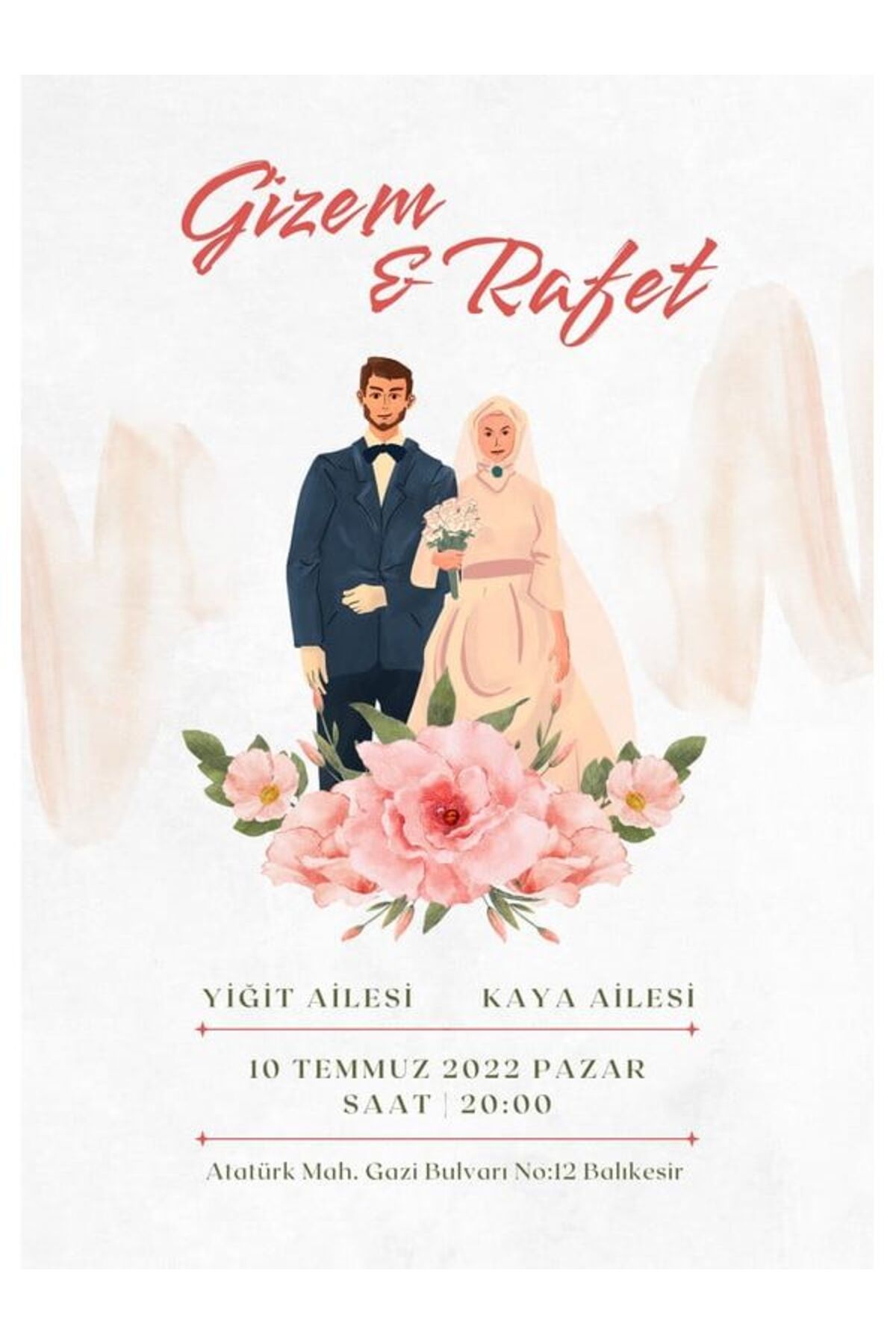Zarif Düğün Davetiyesi - Model 436