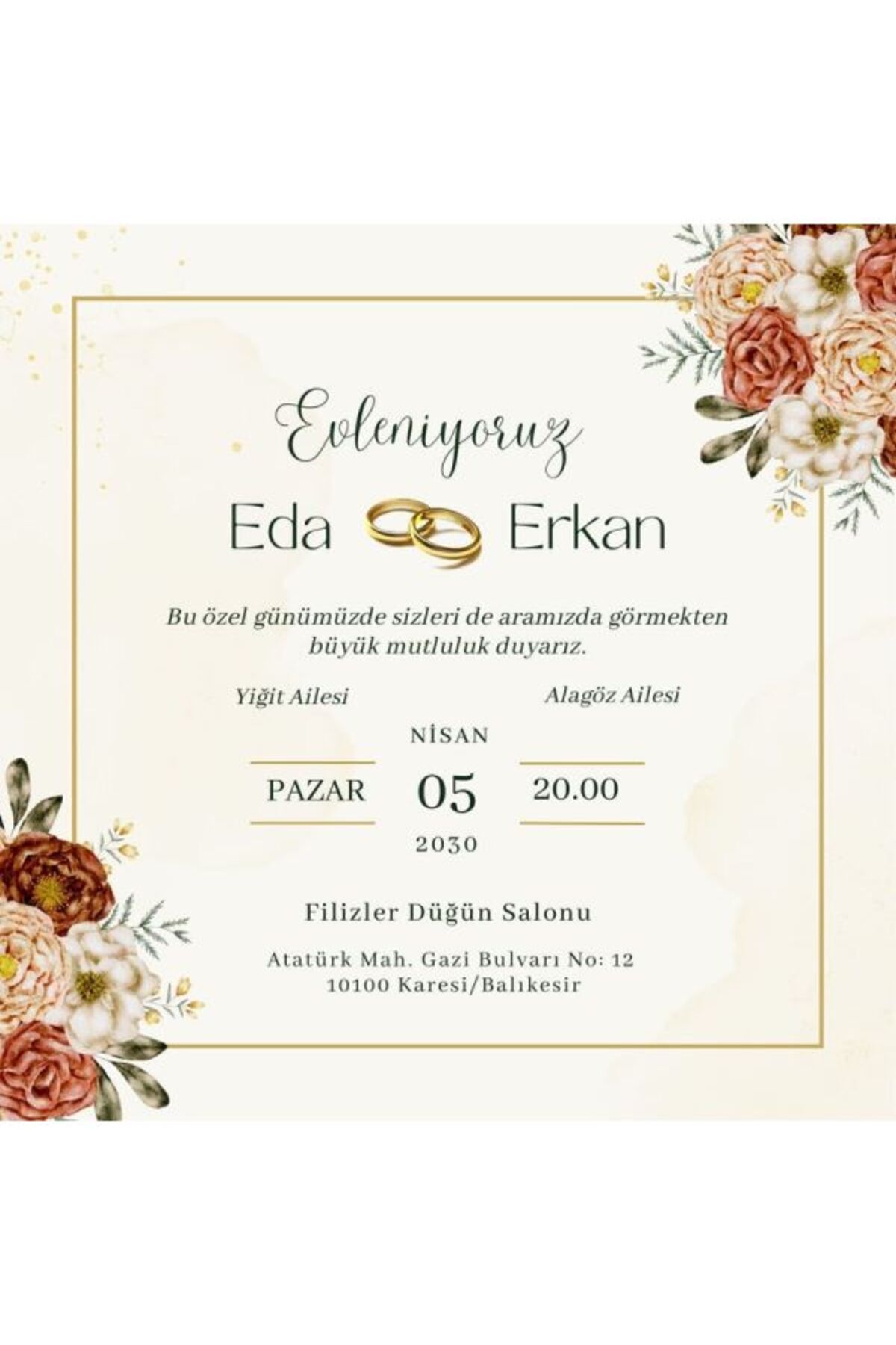 Klasik Düğün Davetiyesi - Model 336
