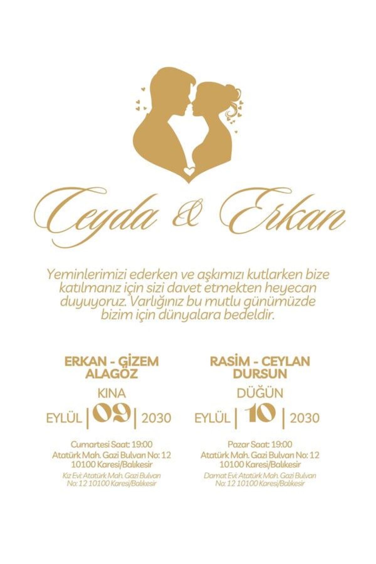 Minimalist Düğün Davetiyesi - Model 116