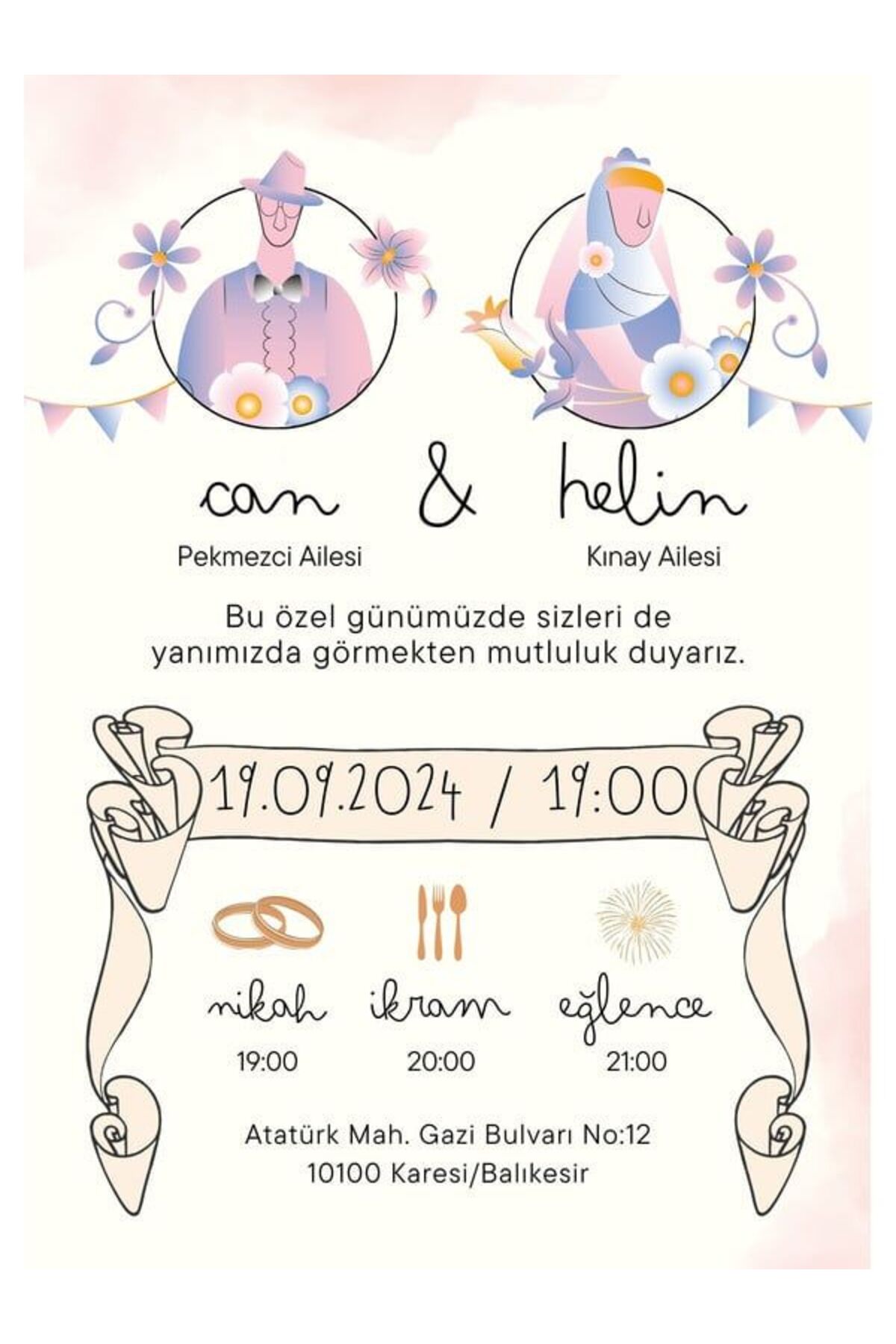 Nostaljik Düğün Davetiyesi - Model 164