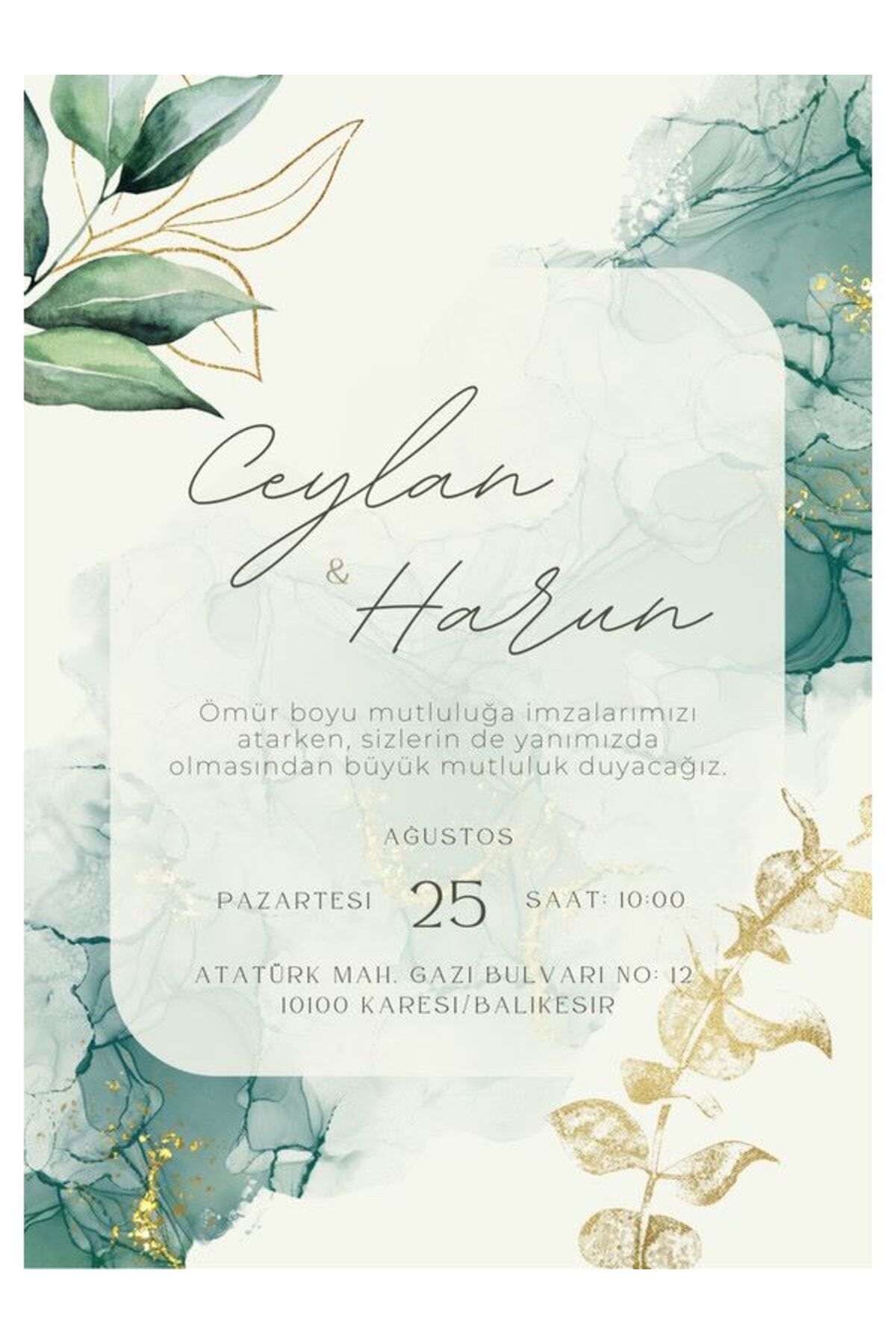 Özel Tasarım Düğün Davetiyesi - Model 519