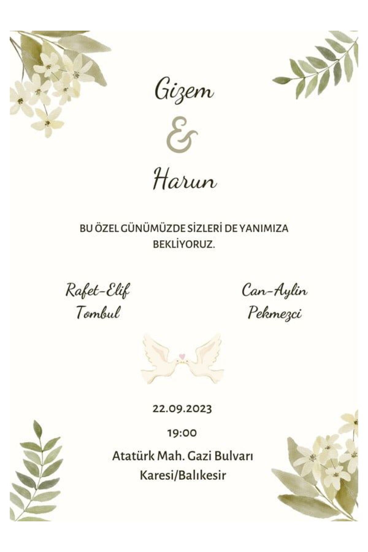 Özel Tasarım Düğün Davetiyesi - Model 249