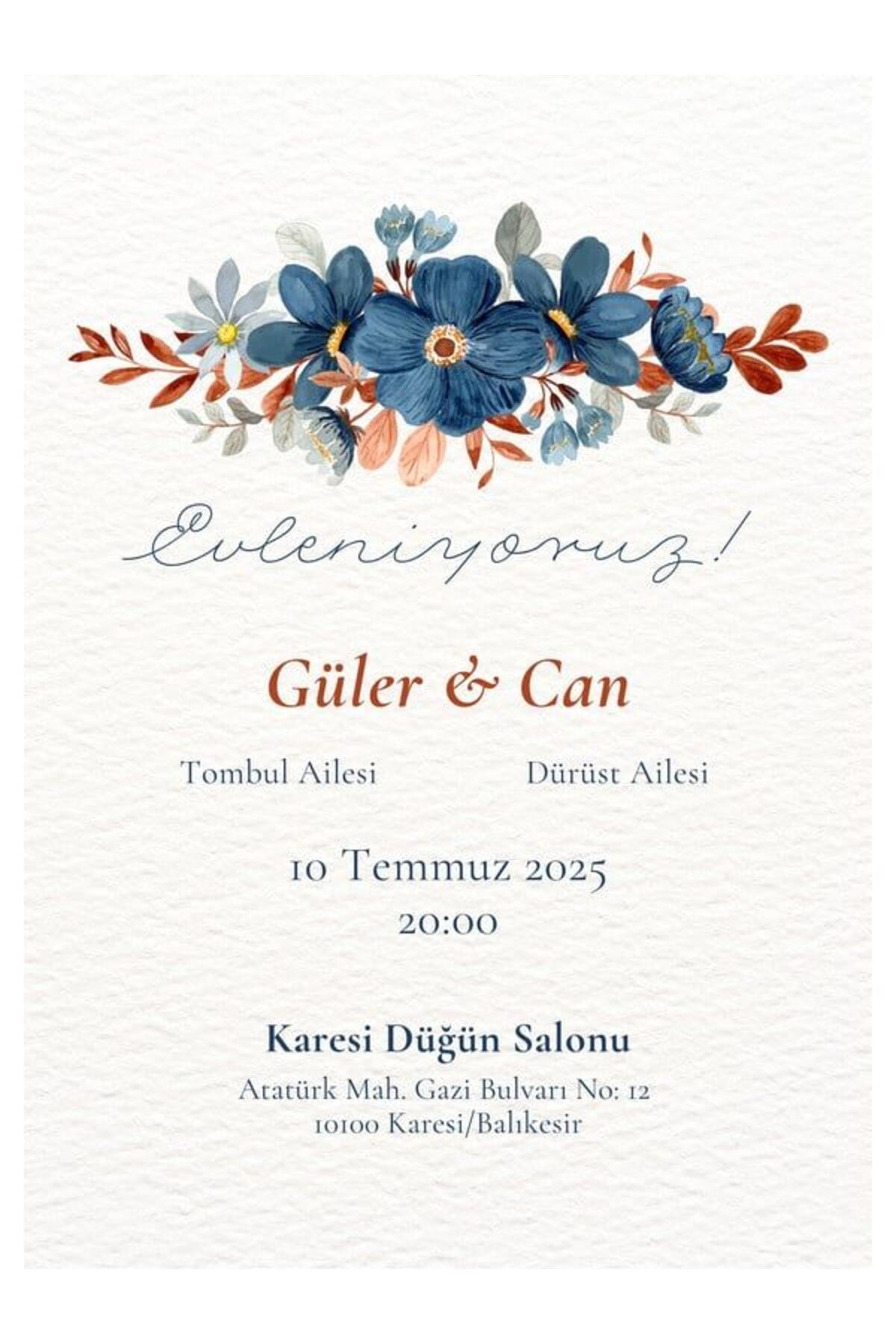 Premium Düğün Davetiyesi - Model 439
