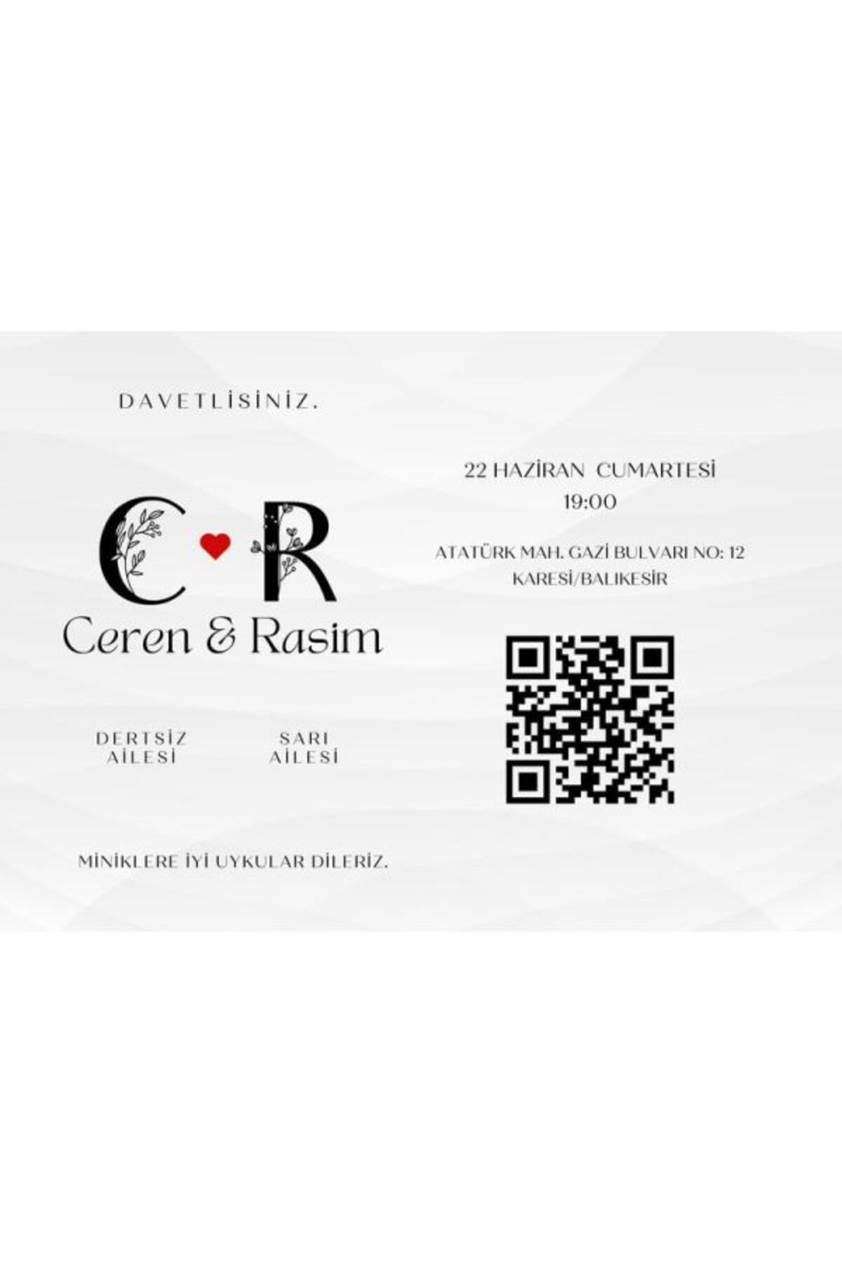 Estetik Düğün Davetiyesi - Model 298