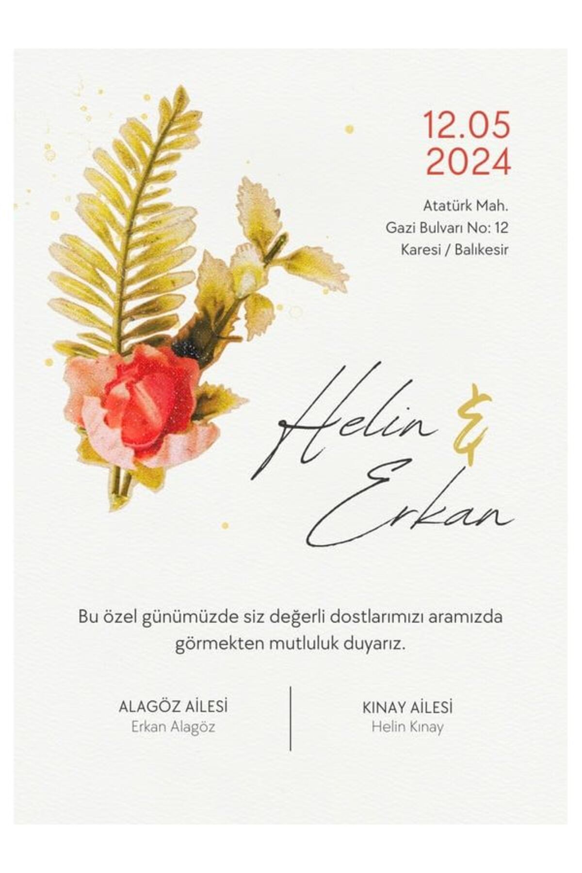 Kreatif Düğün Davetiyesi - Model 218