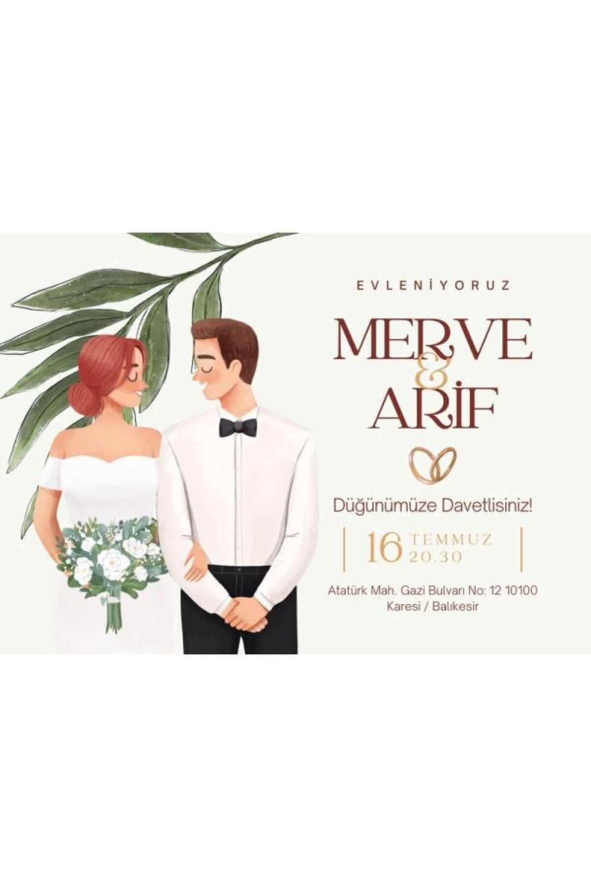 Minimalist Düğün Davetiyesi - Model 461
