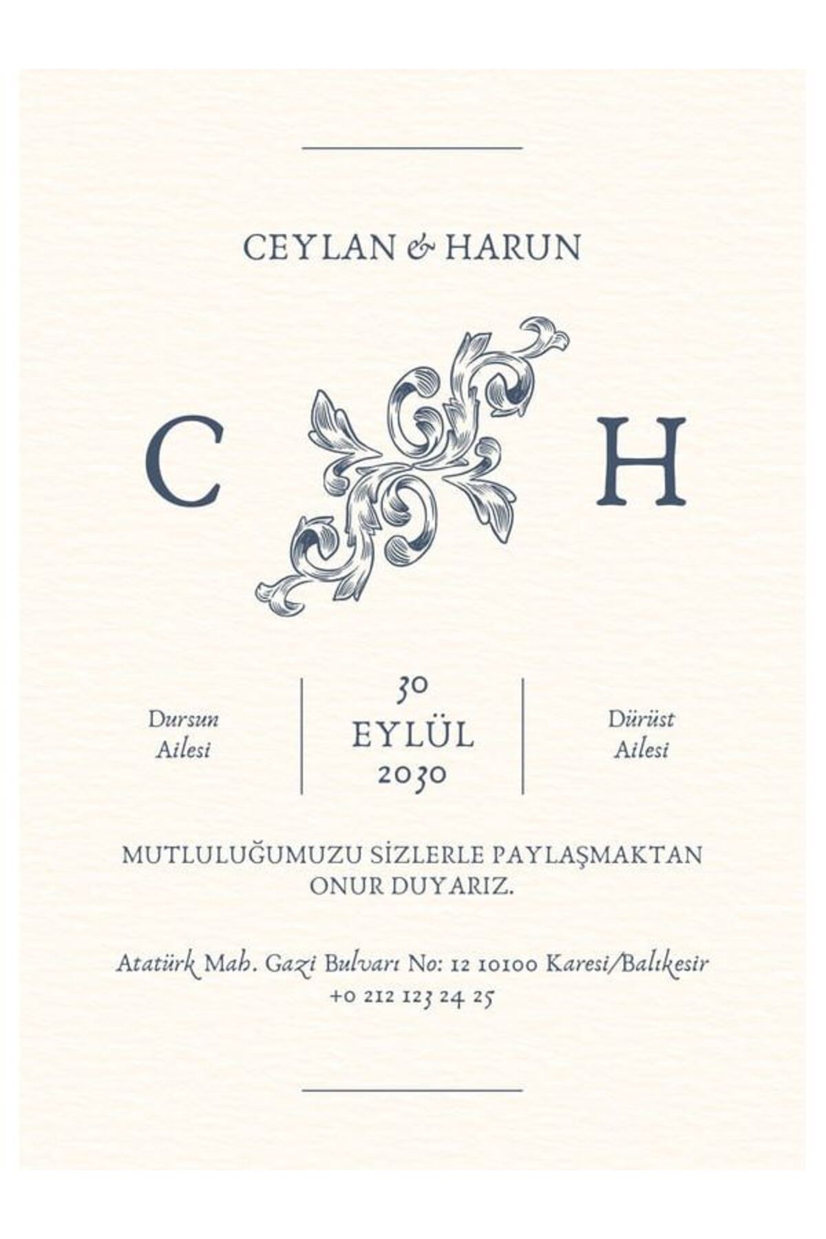 Romantik Düğün Davetiyesi - Model 447