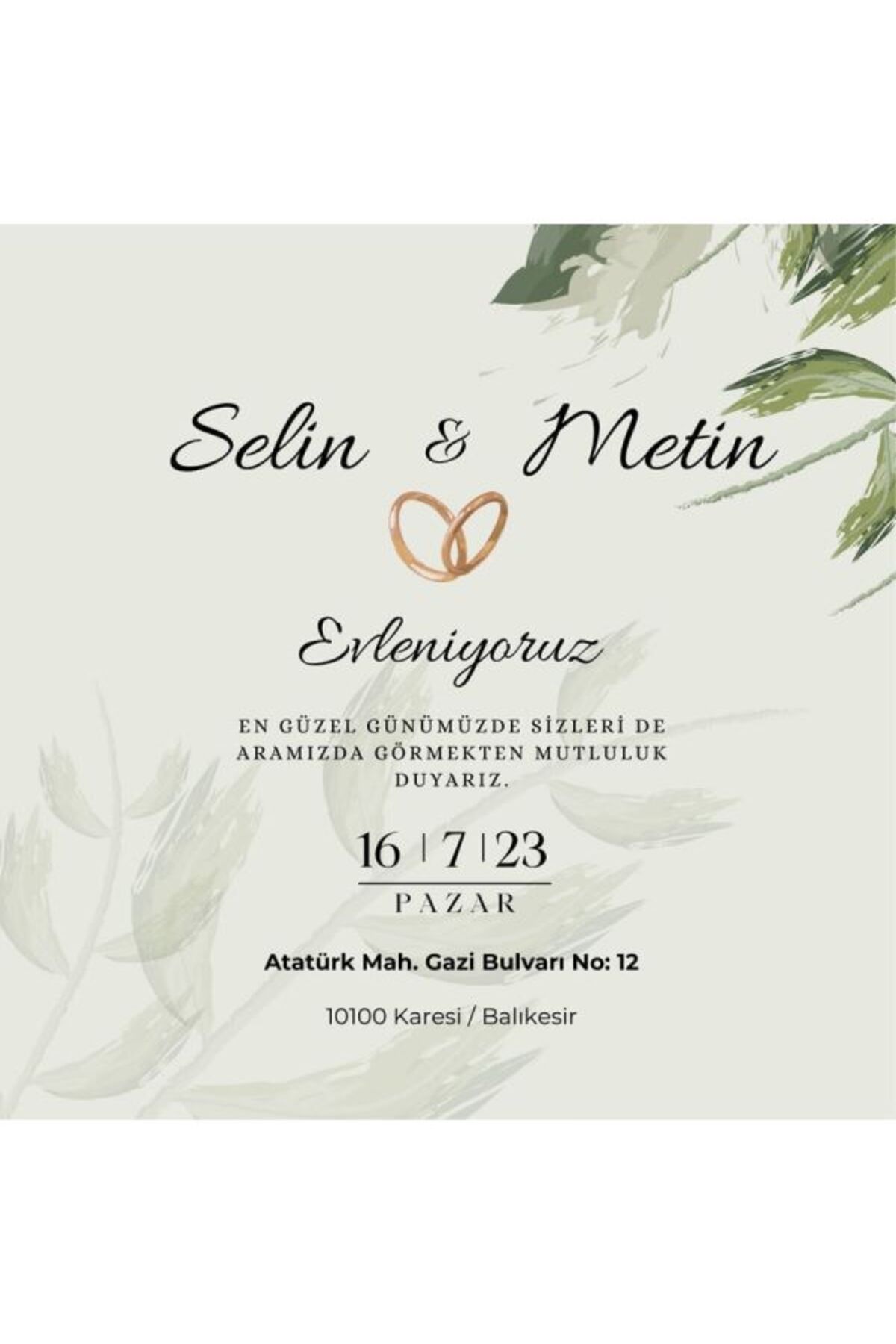 Zarif Düğün Davetiyesi - Model 511