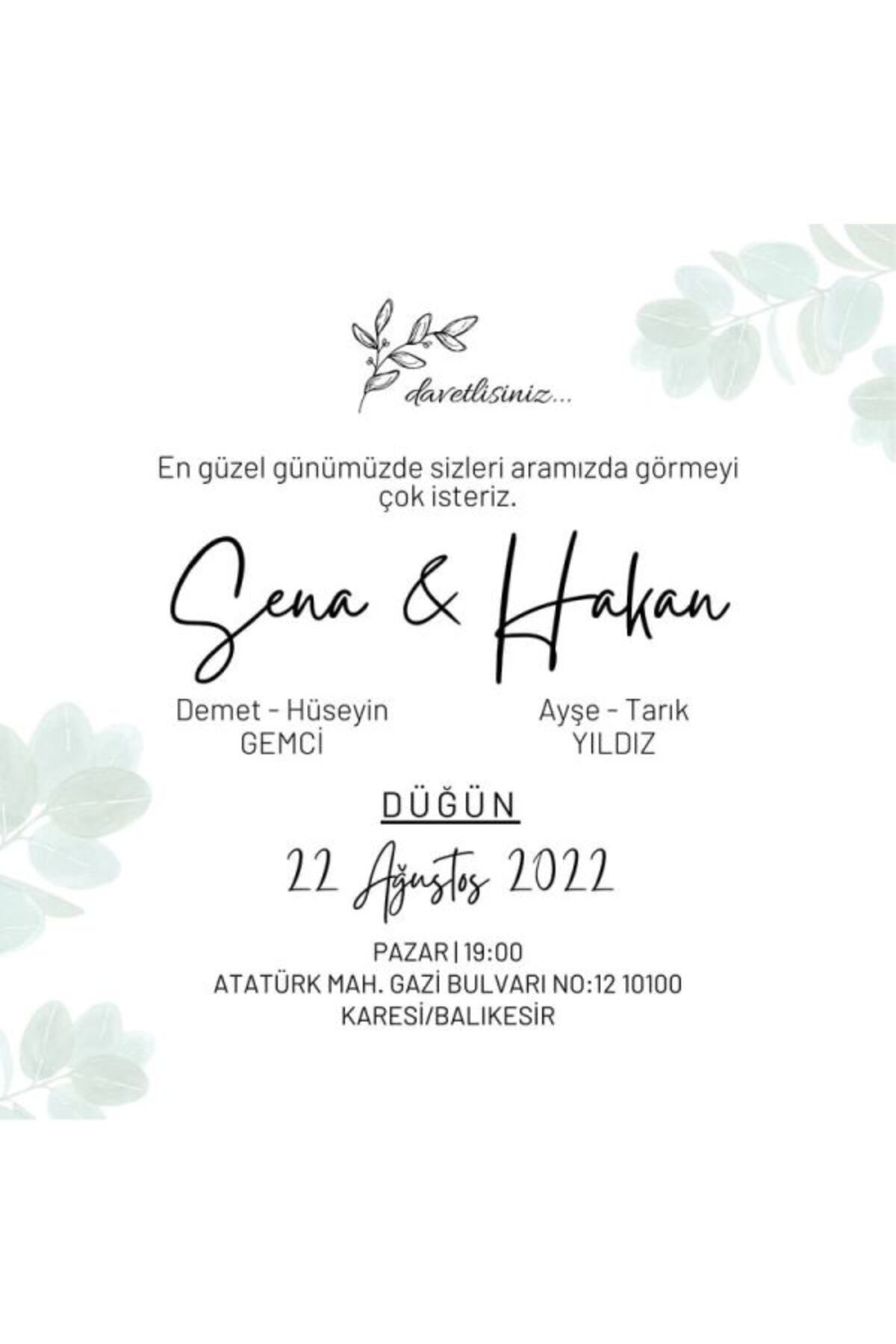 Klasik Düğün Davetiyesi - Model 381