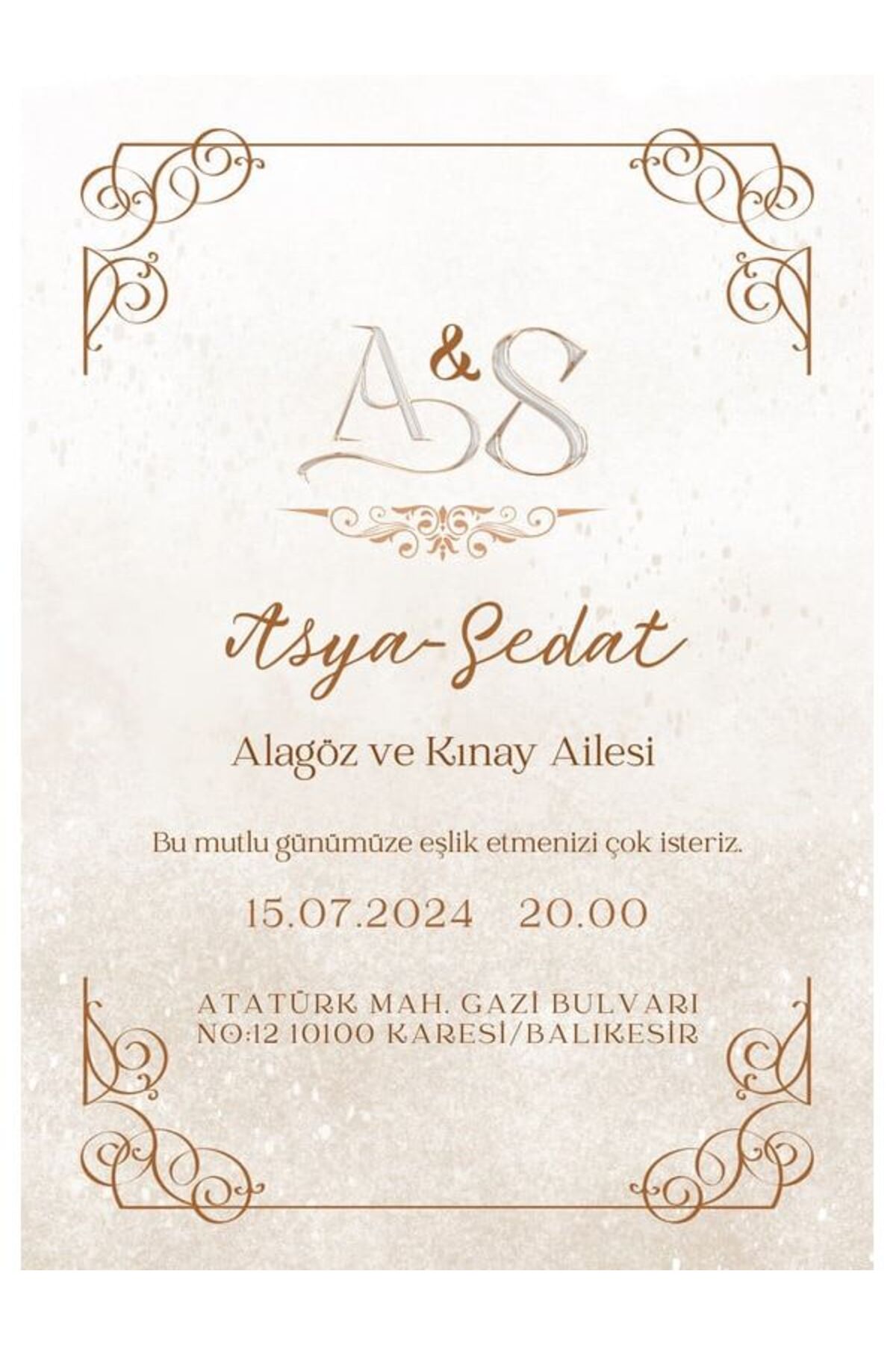 Elegans Düğün Davetiyesi - Model 425