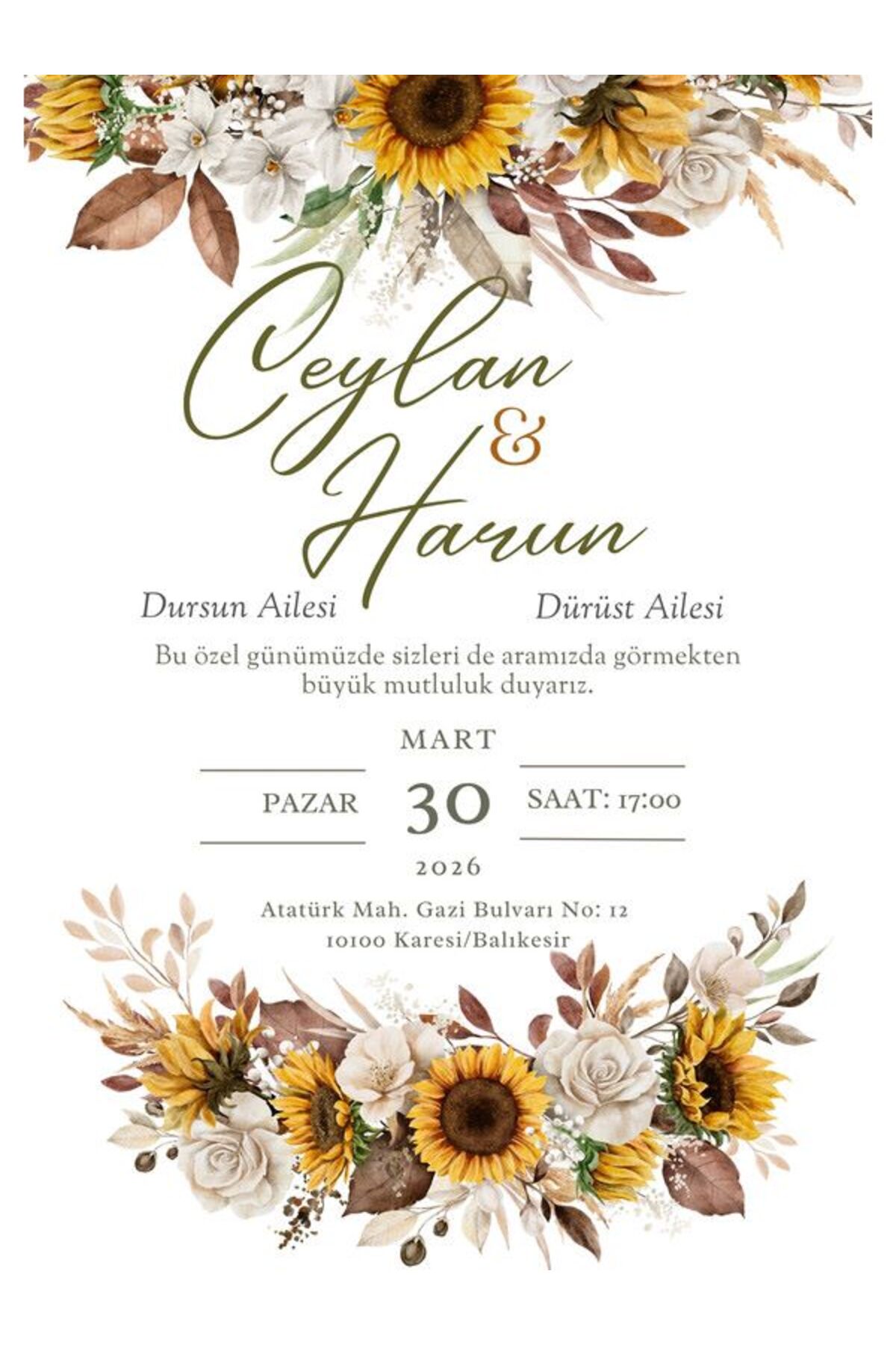 Romantik Düğün Davetiyesi - Model 492