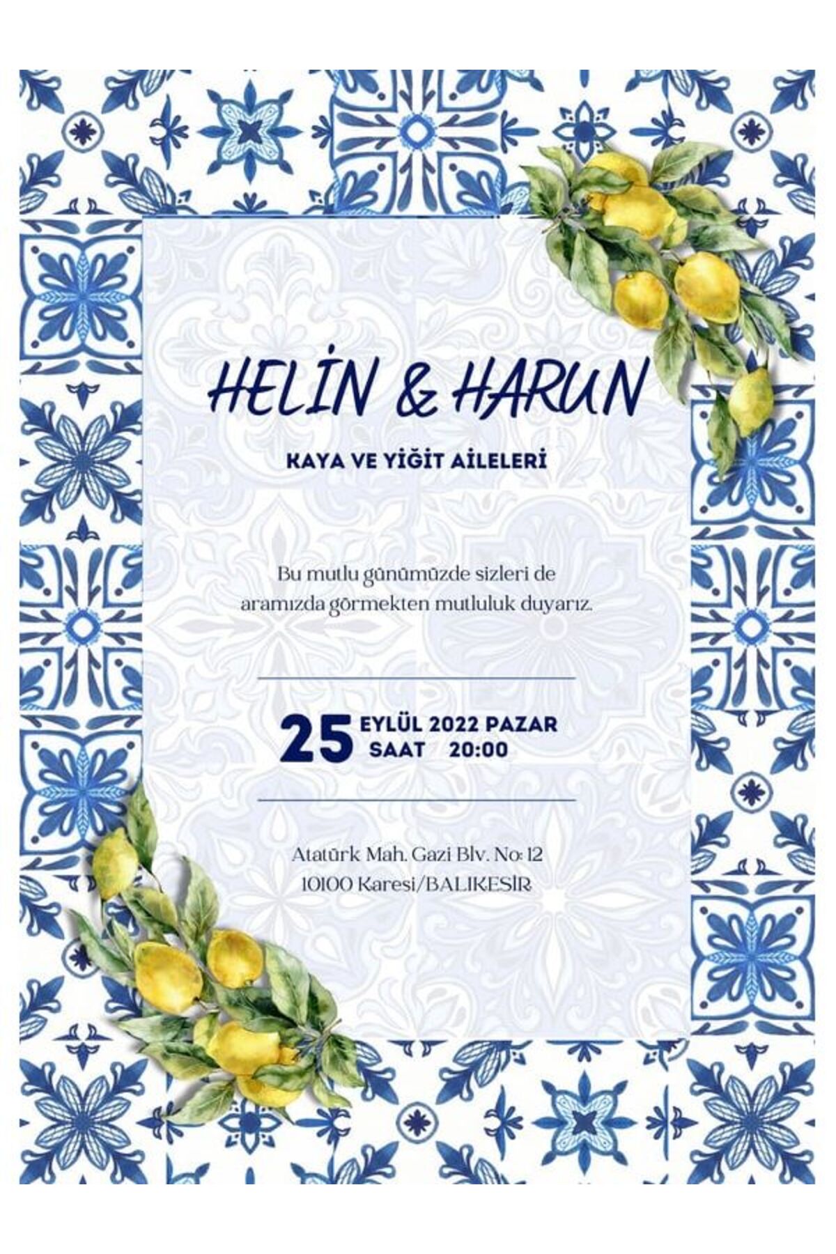 Premium Düğün Davetiyesi - Model 184