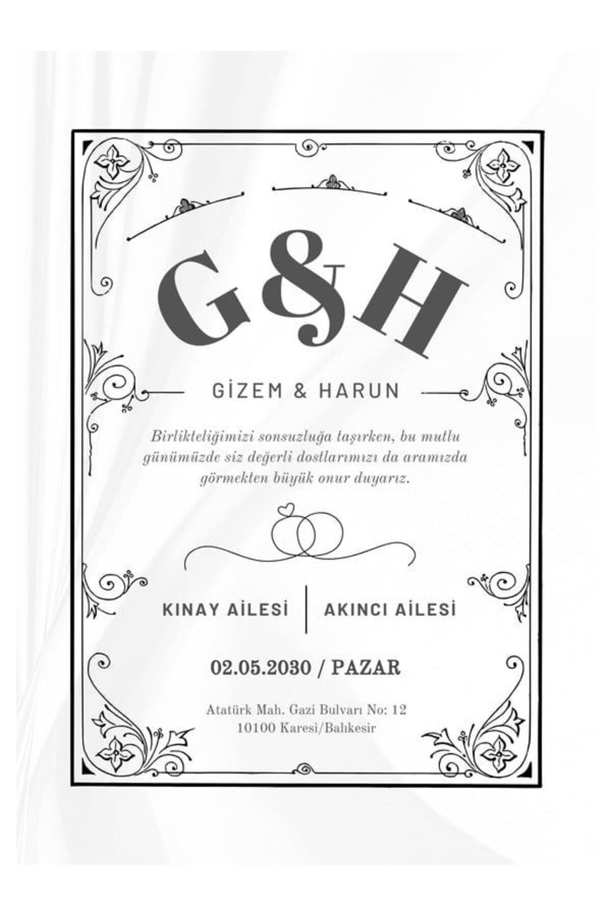 Özel Tasarım Düğün Davetiyesi - Model 594