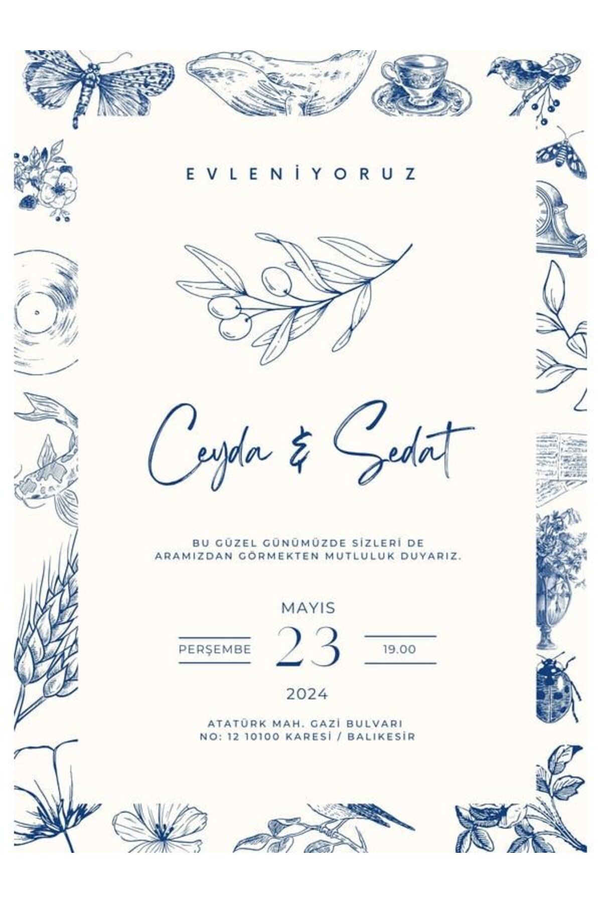 Zarif Düğün Davetiyesi - Model 526