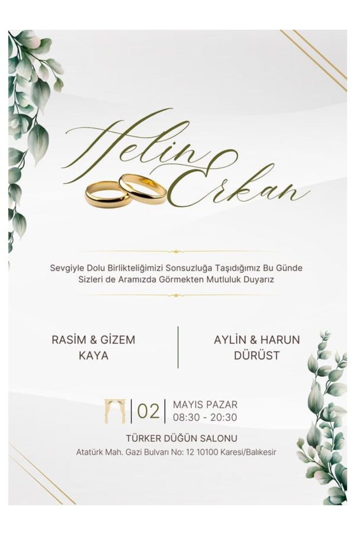 Modern Düğün Davetiyesi - Model 512