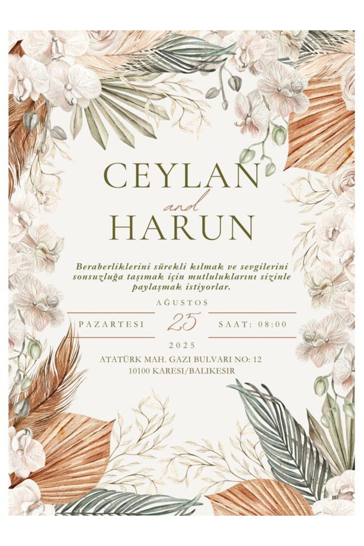 Şık Düğün Davetiyesi - Model 465