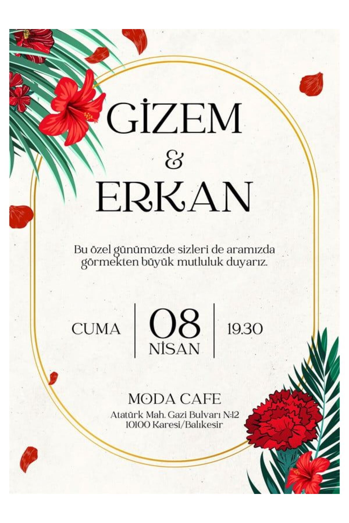 Kreatif Düğün Davetiyesi - Model 458