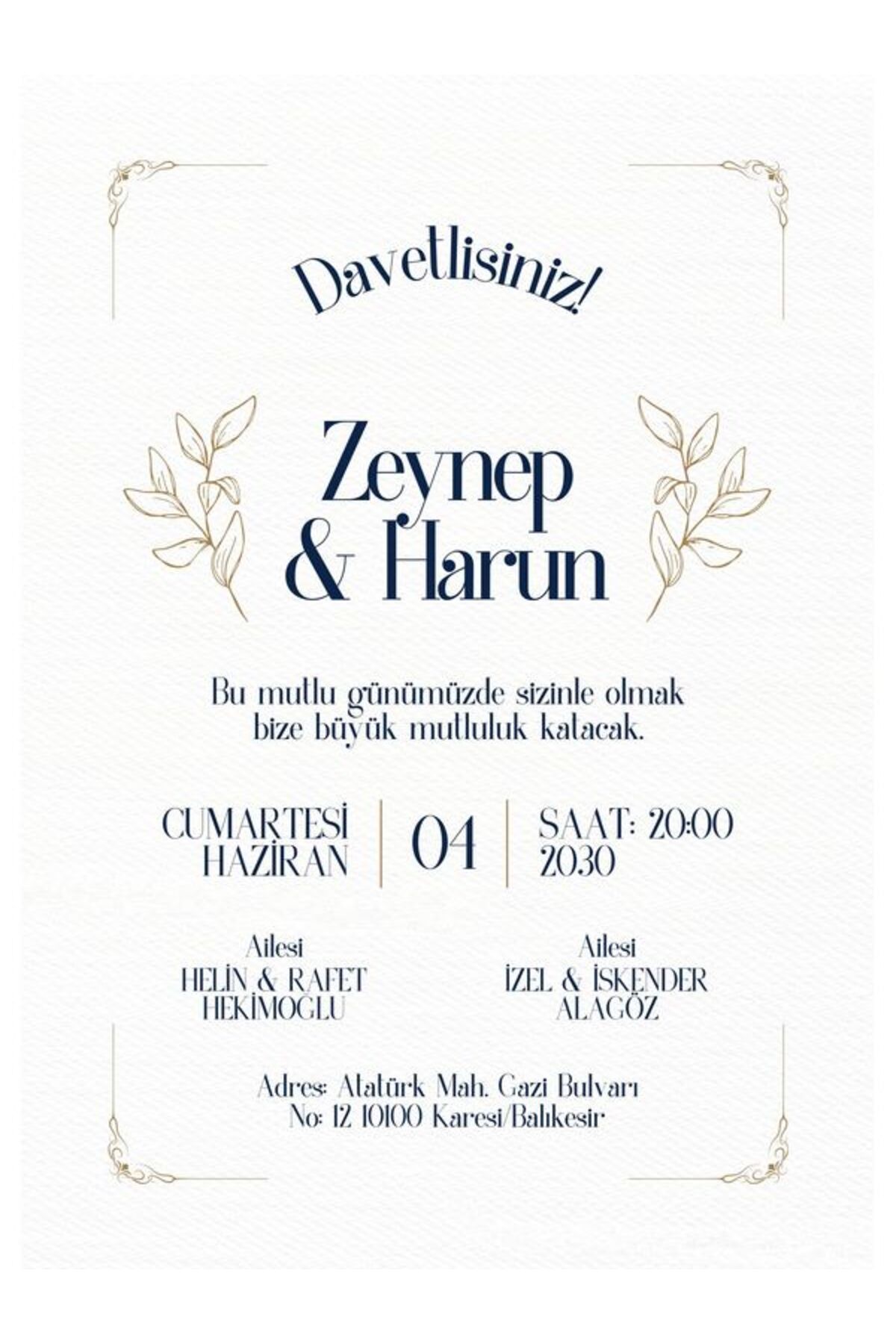 Özel Tasarım Düğün Davetiyesi - Model 189