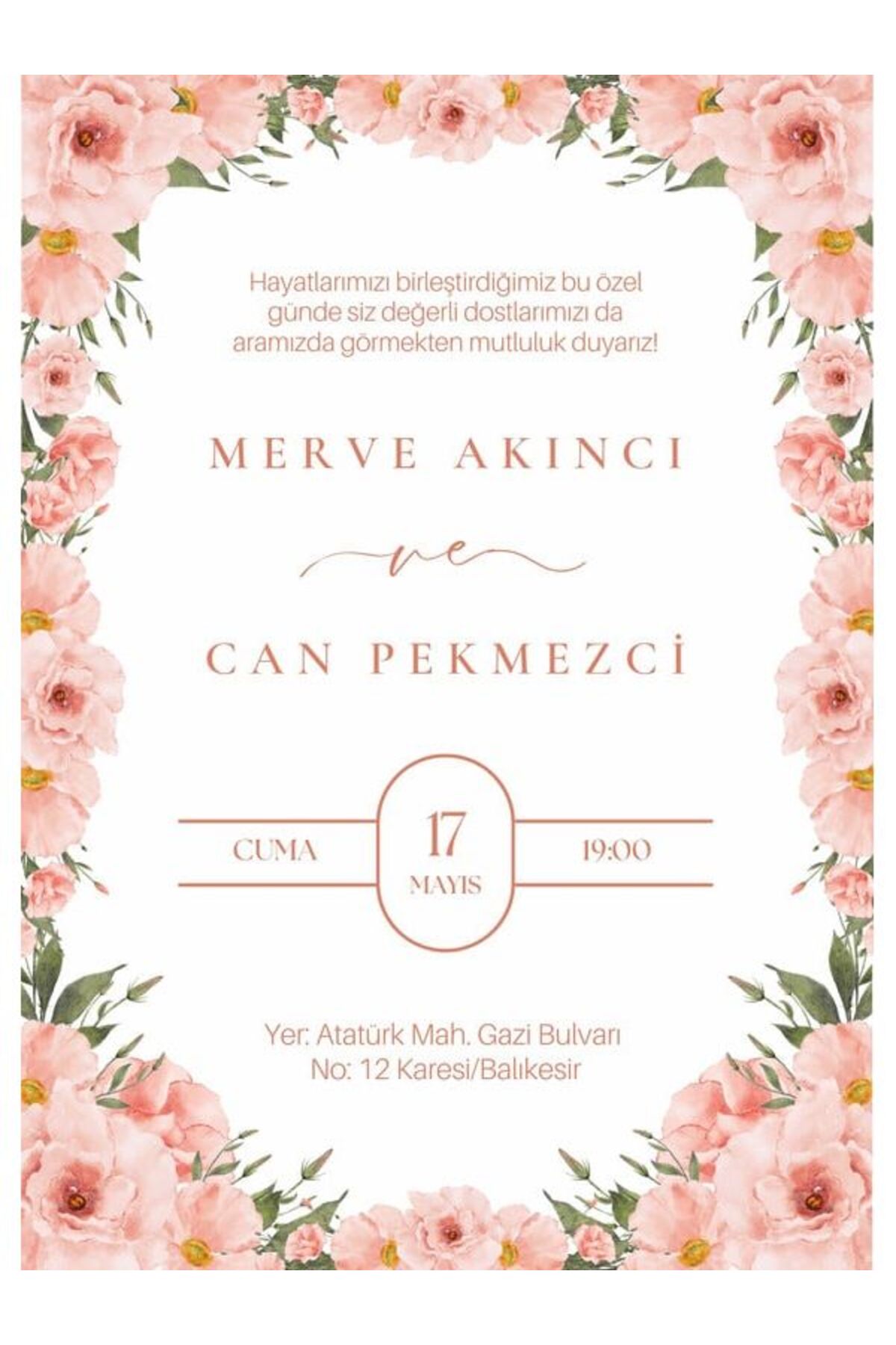 Şık Düğün Davetiyesi - Model 75