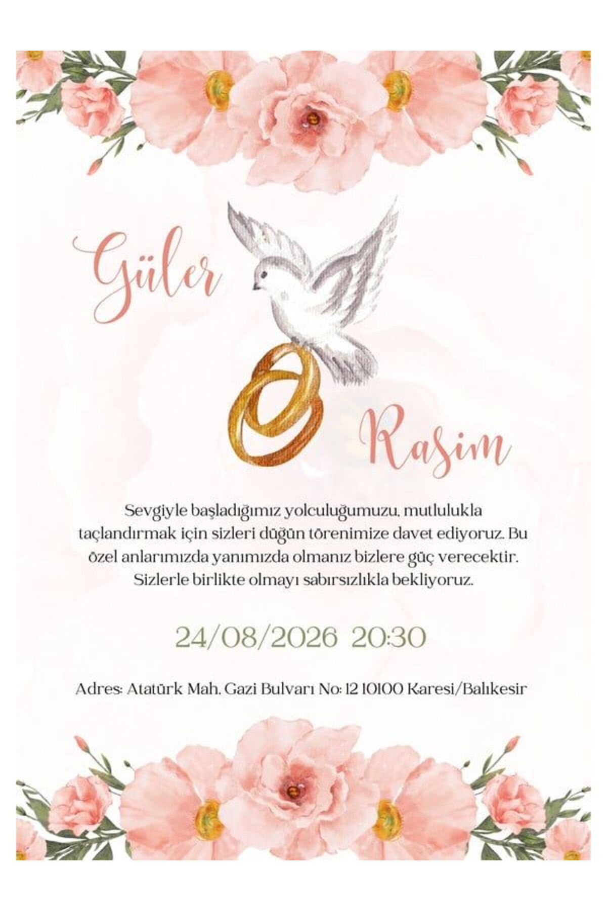 Kreatif Düğün Davetiyesi - Model 248